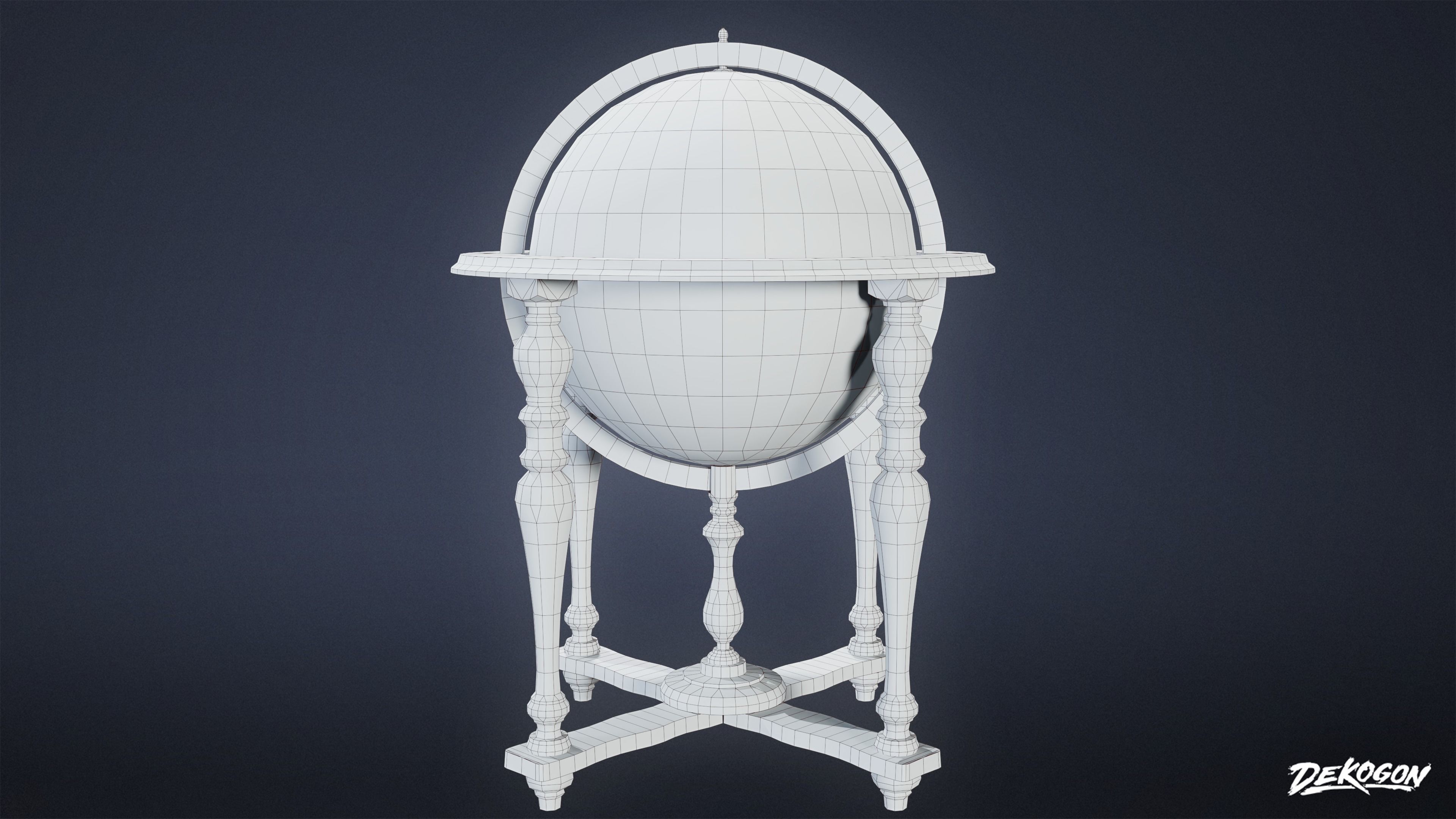 VICTORIAN - Globe 01 - LOW POLY AND NANITE Low-poly 3D model_7