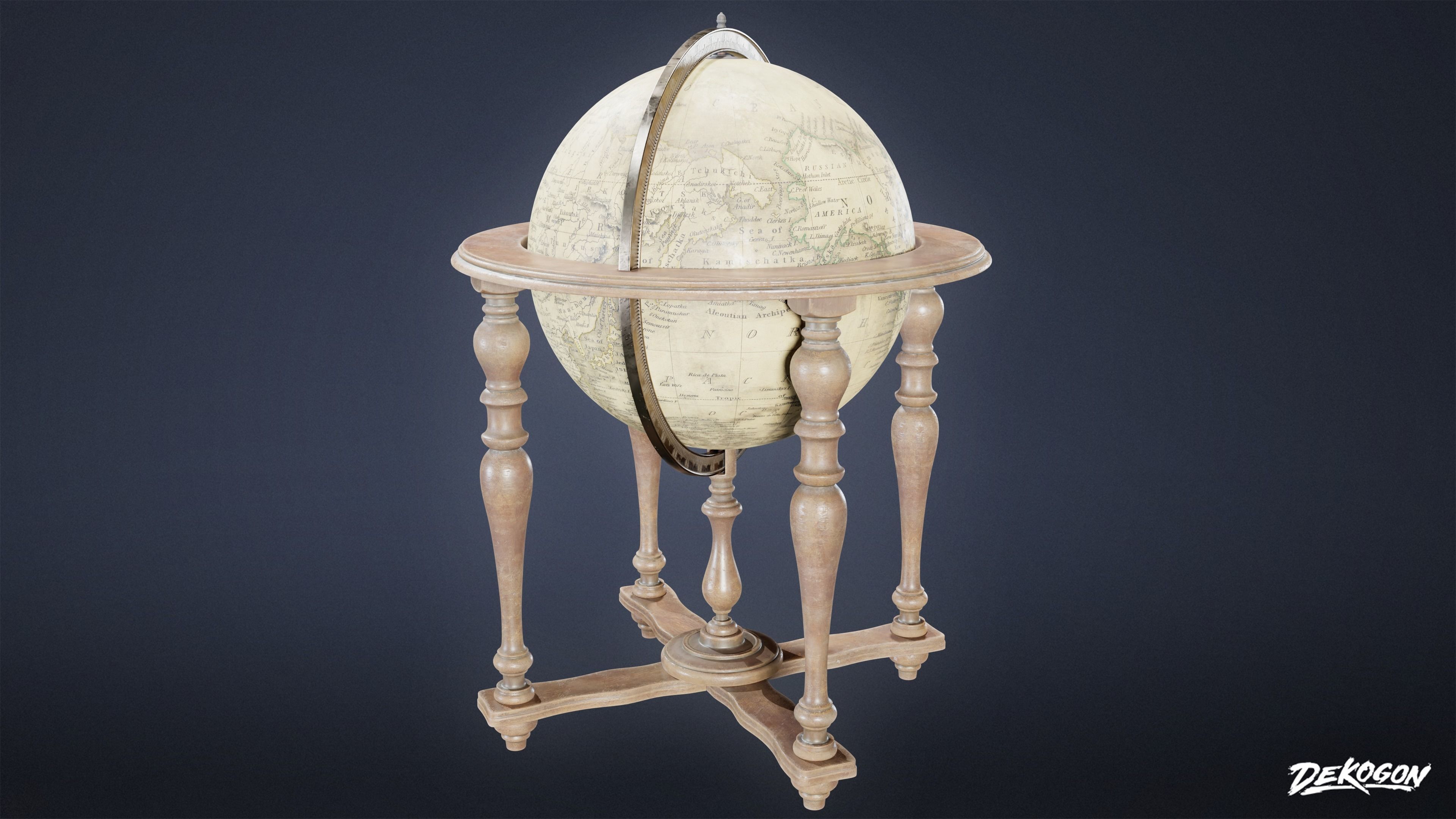 VICTORIAN - Globe 01 - LOW POLY AND NANITE Low-poly 3D model_2