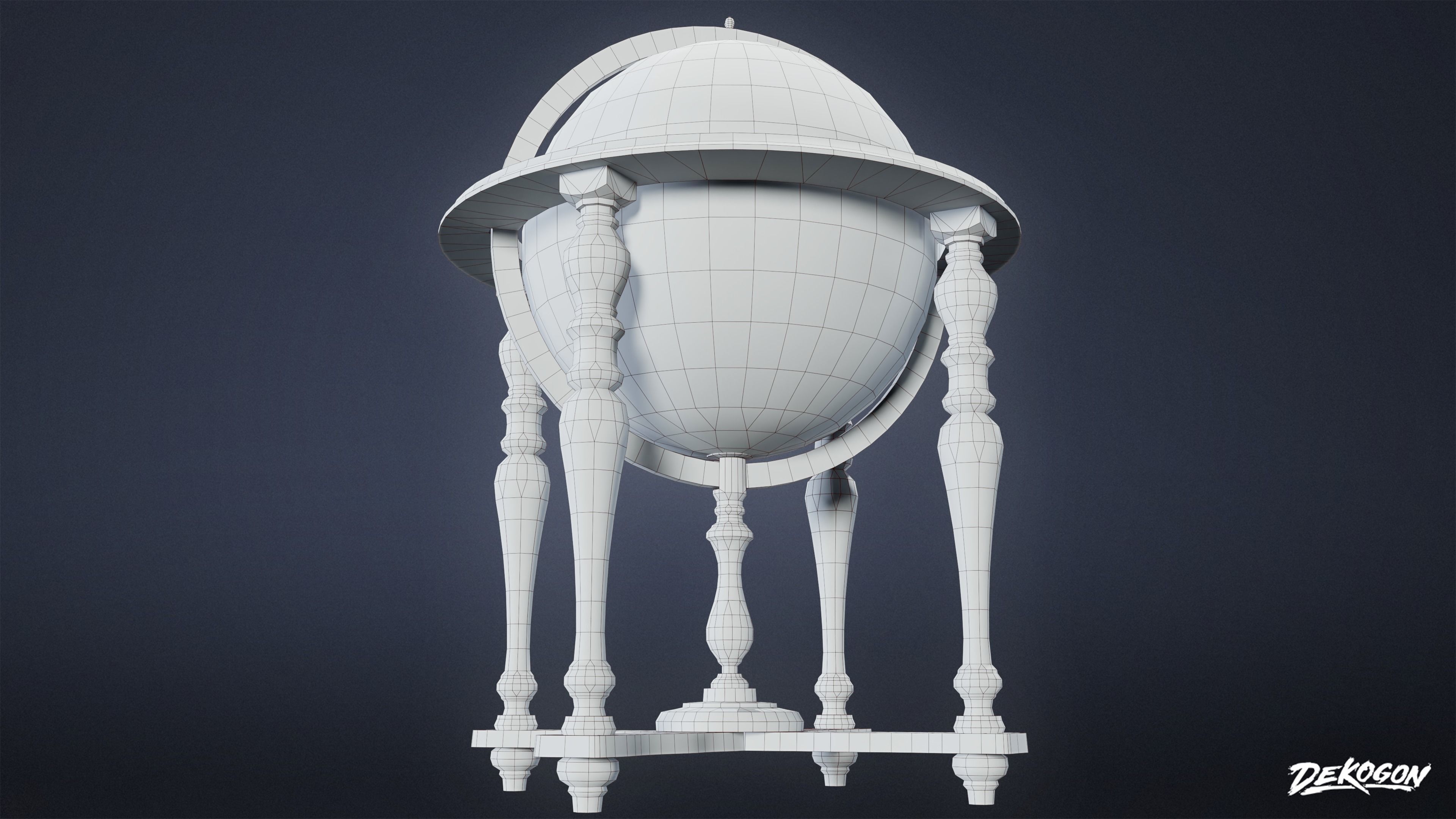VICTORIAN - Globe 01 - LOW POLY AND NANITE Low-poly 3D model_5