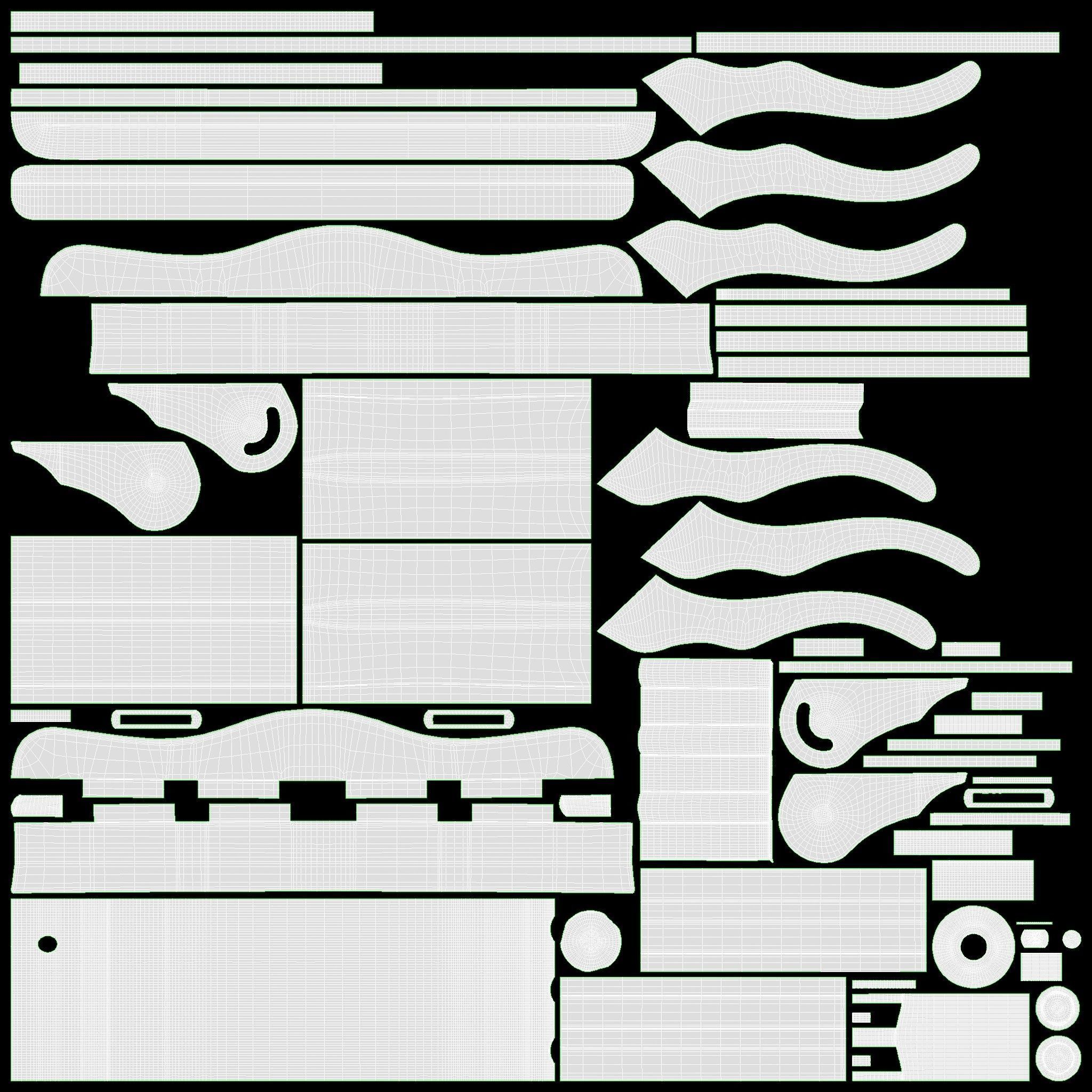 Violin with bow and wooden music note stand 3D model_14