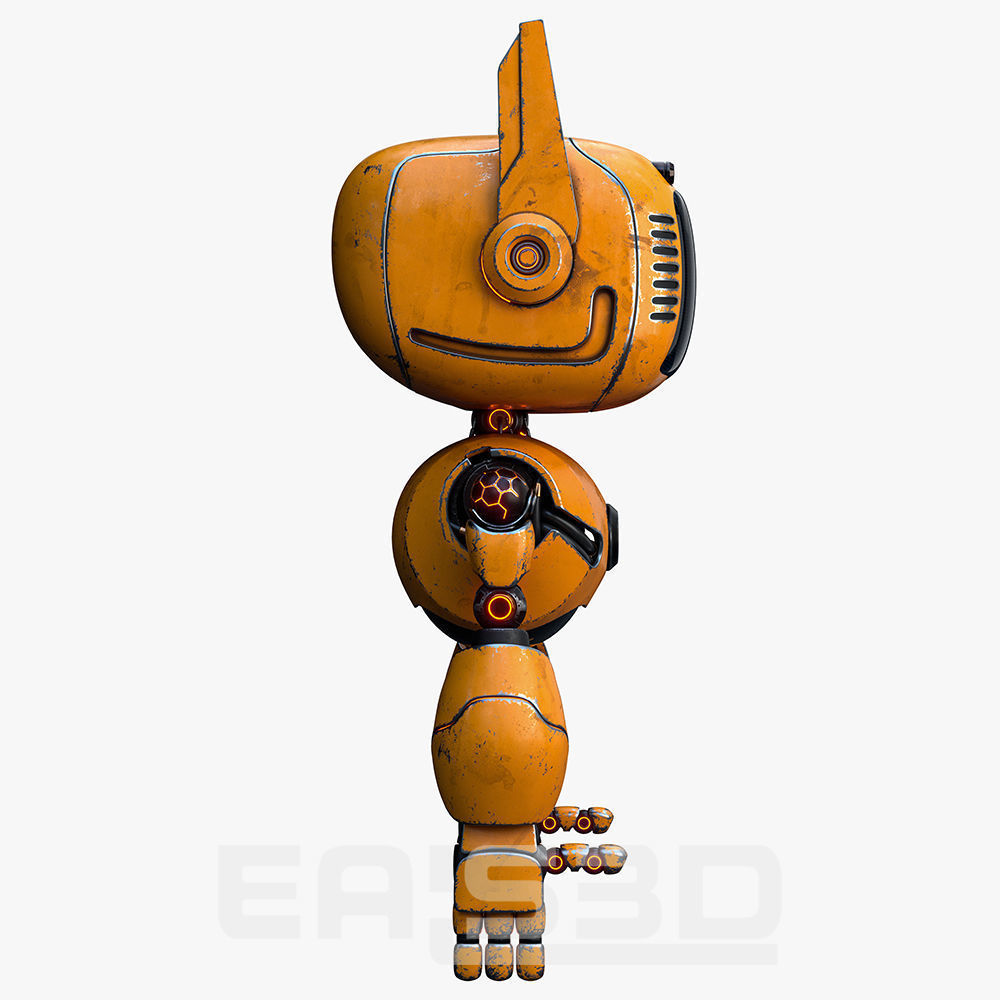 Cute Robot H-74 Yellow 3D model_17