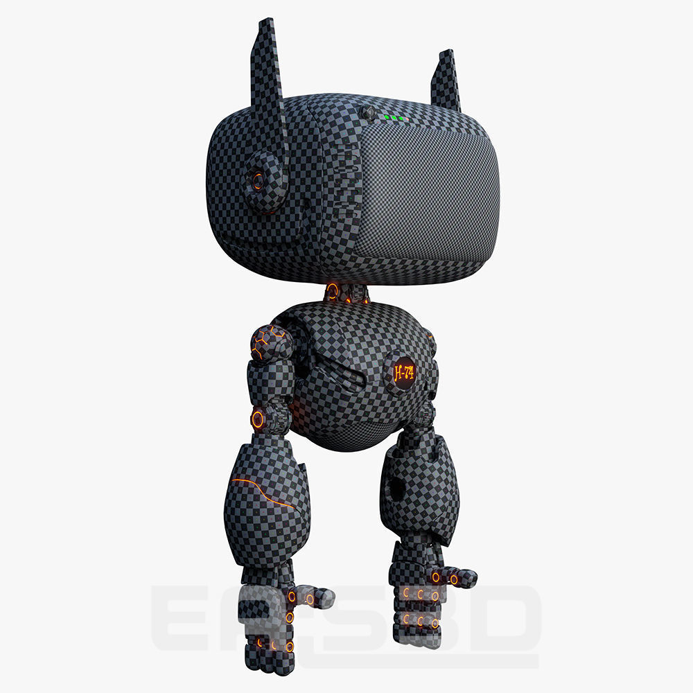 Cute Robot H-74 Yellow 3D model_34