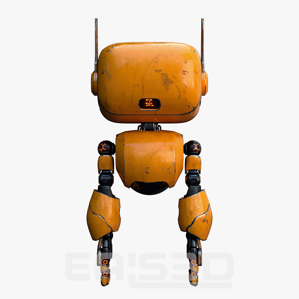 Cute Robot H-74 Yellow 3D model_15
