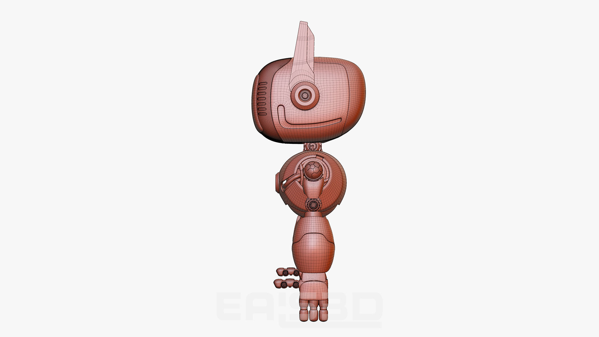 Cute Robot H-74 Yellow 3D model_38