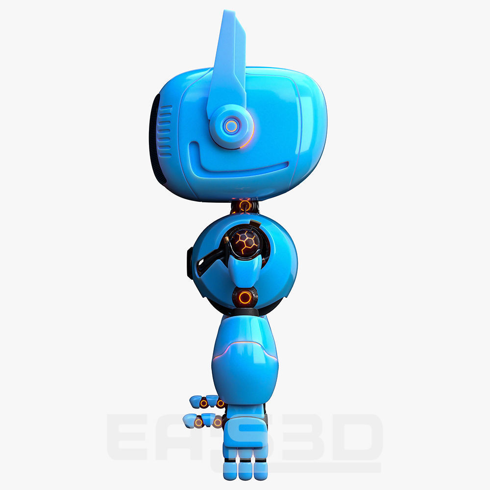 Cute Robot H-74 Yellow 3D model_20