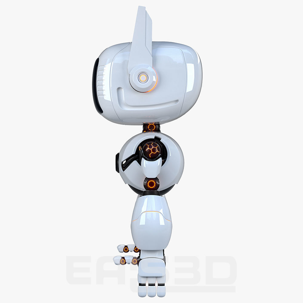 Cute Robot H-74 Yellow 3D model_24