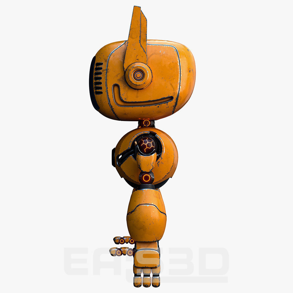 Cute Robot H-74 Yellow 3D model_13
