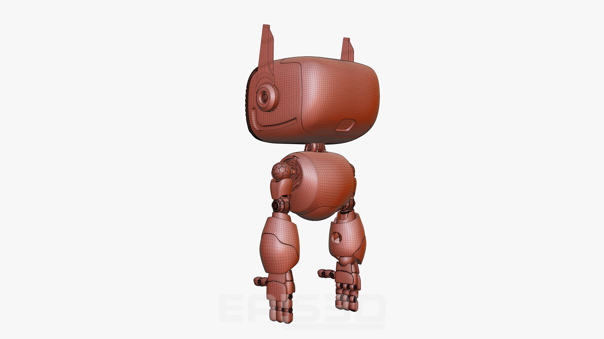 Cute Robot H-74 Yellow 3D model_35