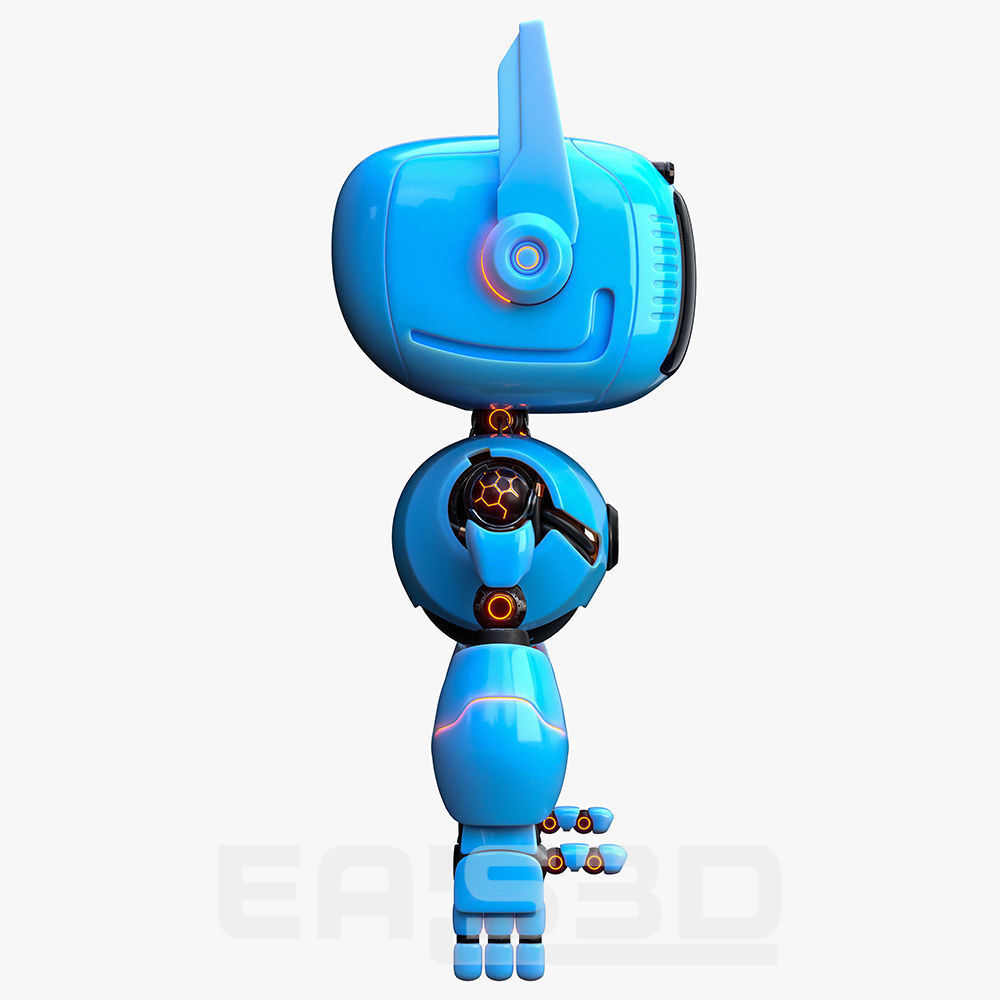 Cute Robot H-74 Yellow 3D model_22