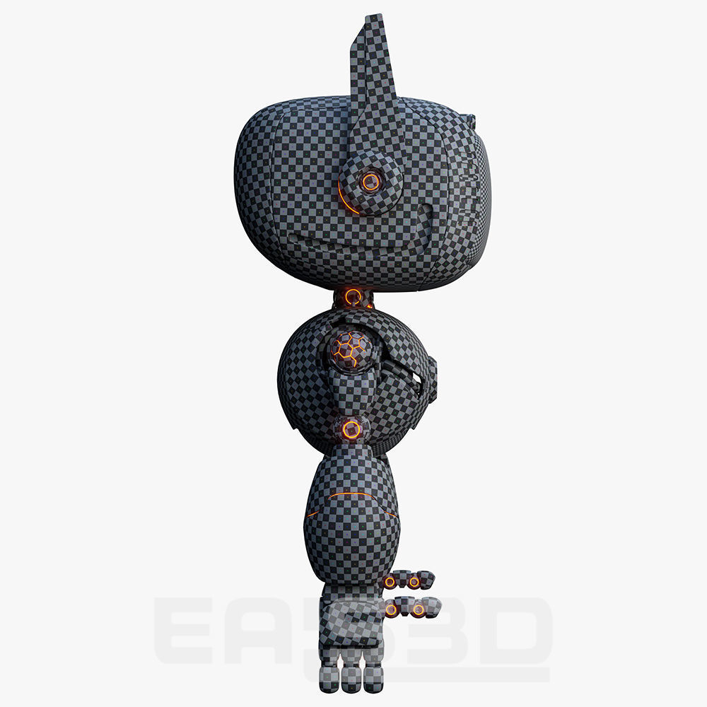 Cute Robot H-74 Yellow 3D model_33
