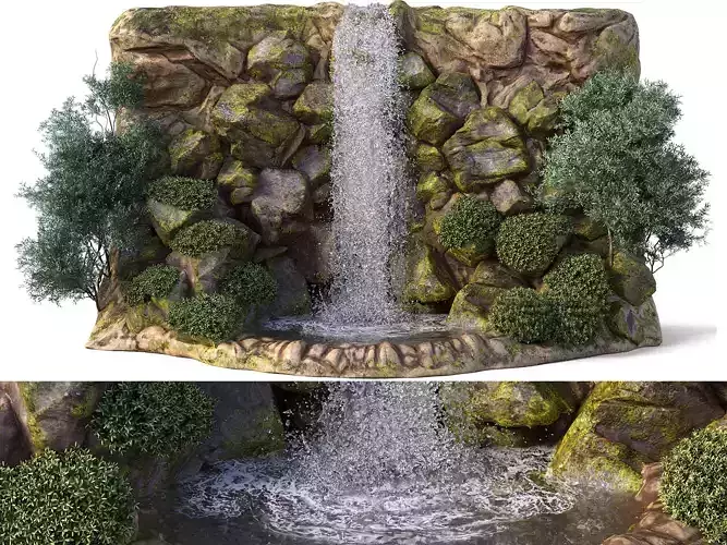 Natural waterfall  3D model