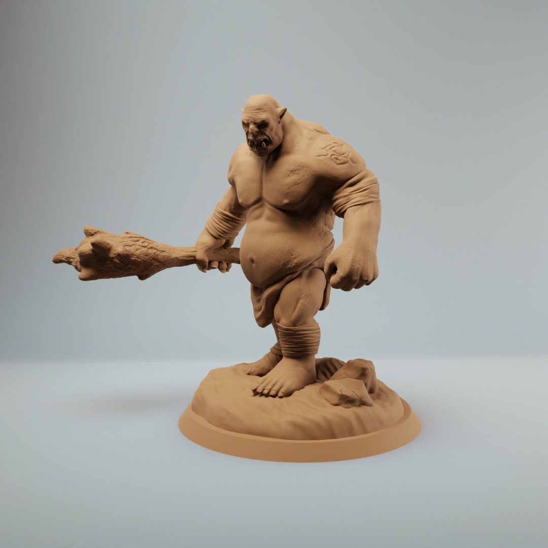 Ogre warriors three variations dnd mini pre supported 3D print model_5