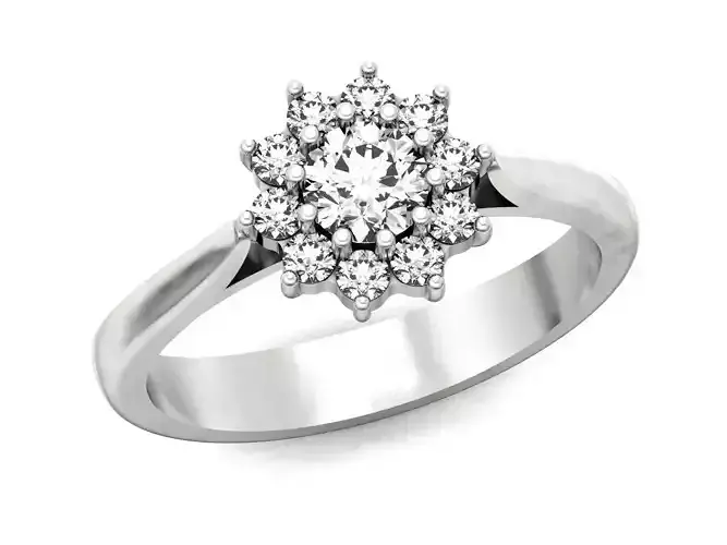 Round Cut Flower Engagement halo ring 1217