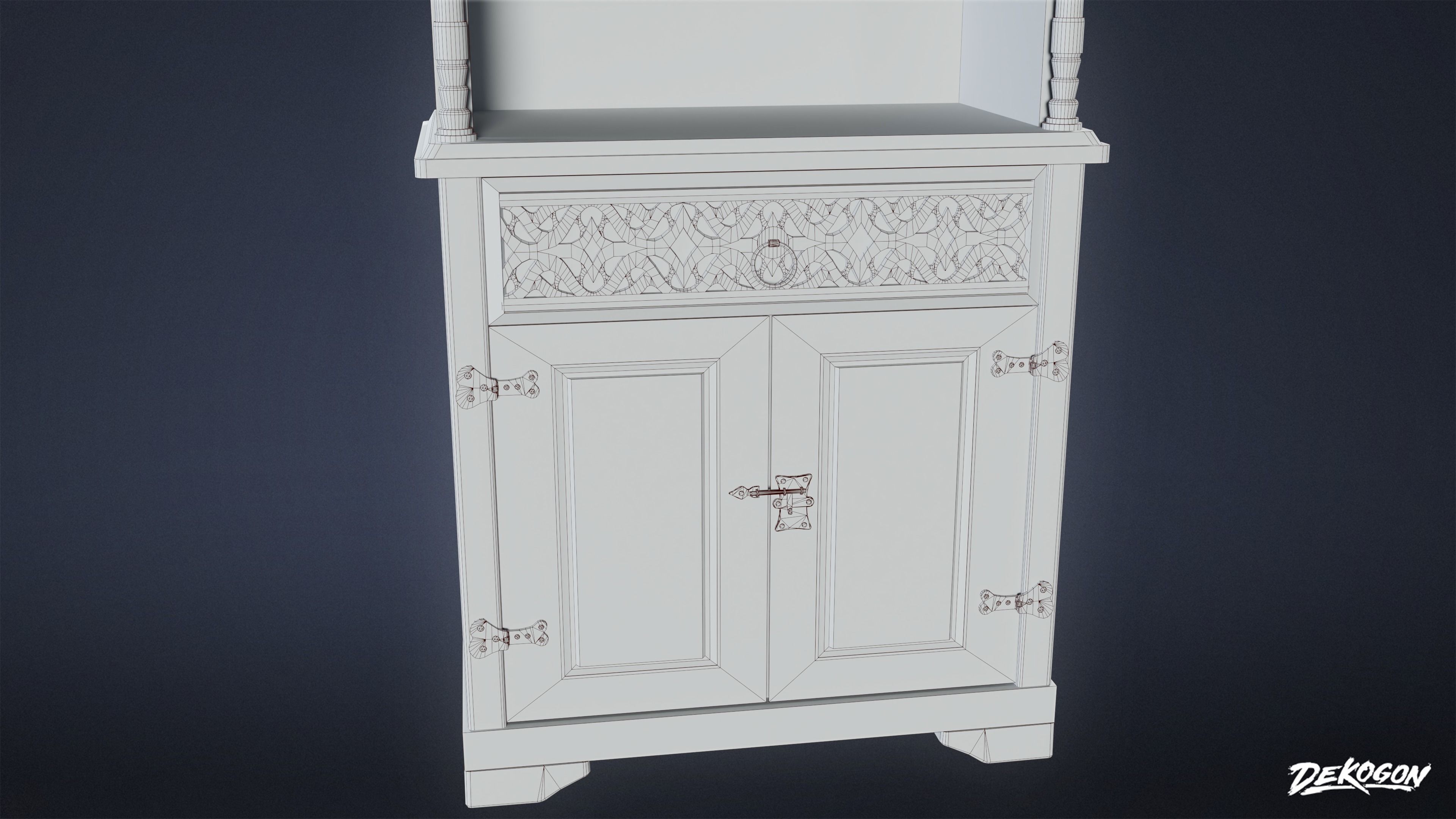 VICTORIAN - Shelf Victorian 01 - LOW POLY AND NANITE Low-poly 3D model_7