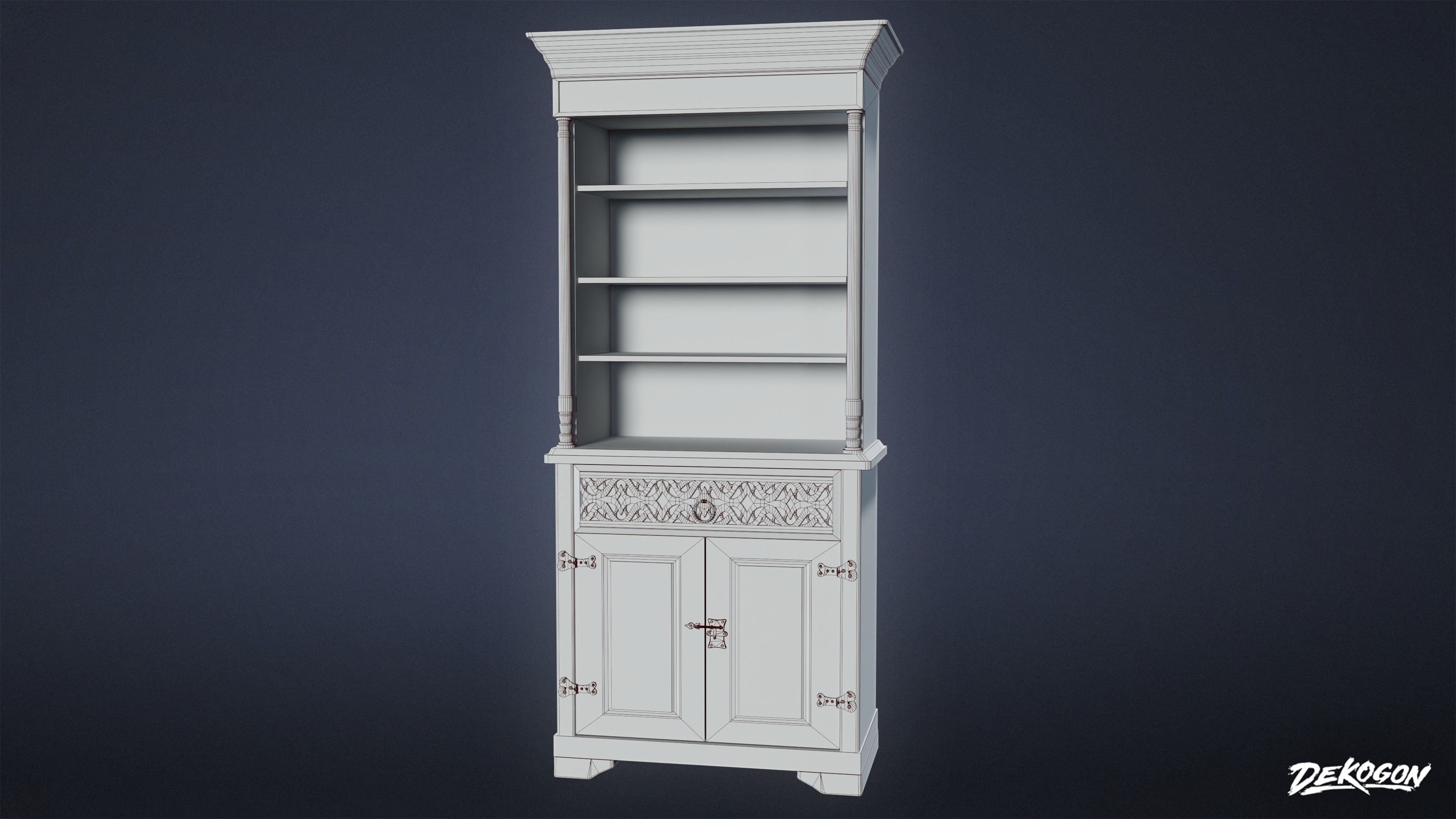 VICTORIAN - Shelf Victorian 01 - LOW POLY AND NANITE Low-poly 3D model_8