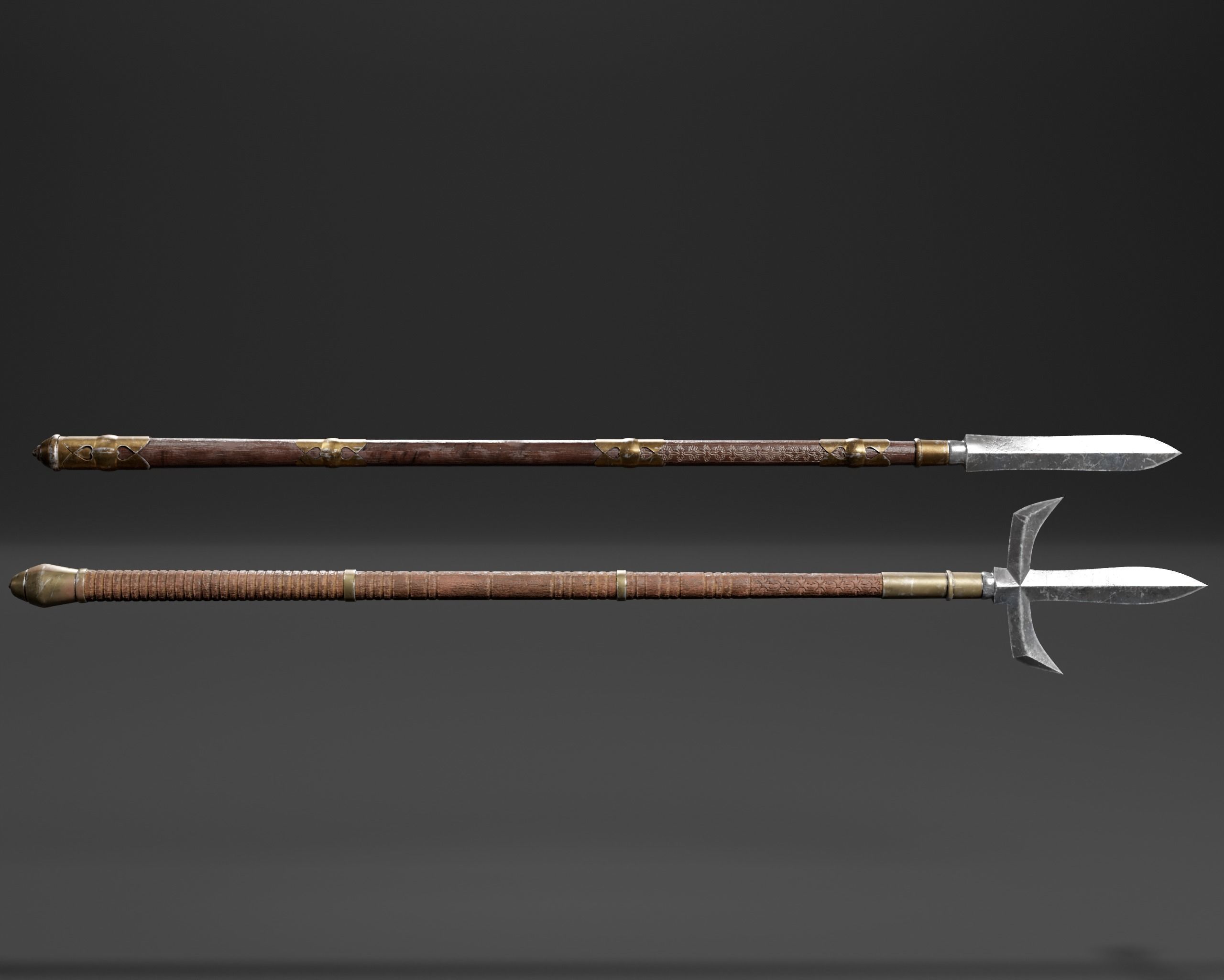 Asian Weapon - Sunkaku Jumonji Set Low-poly 3D model_2