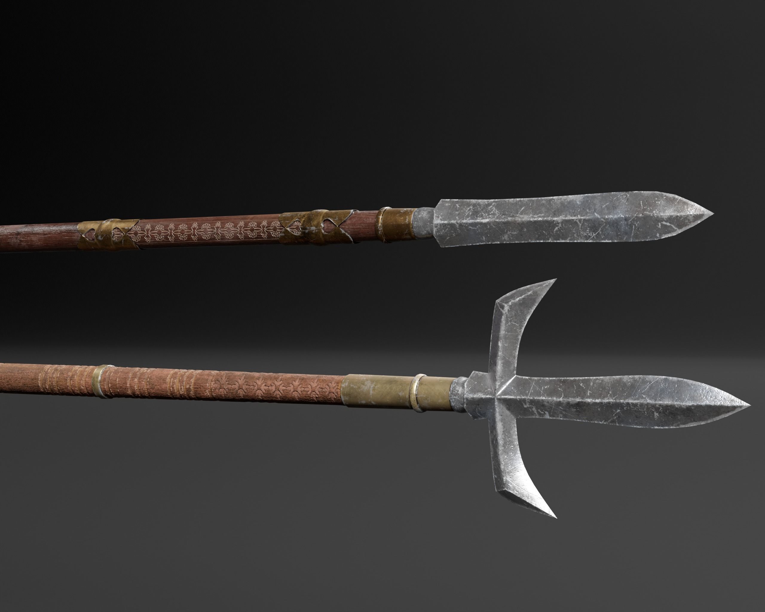 Asian Weapon - Sunkaku Jumonji Set Low-poly 3D model_4