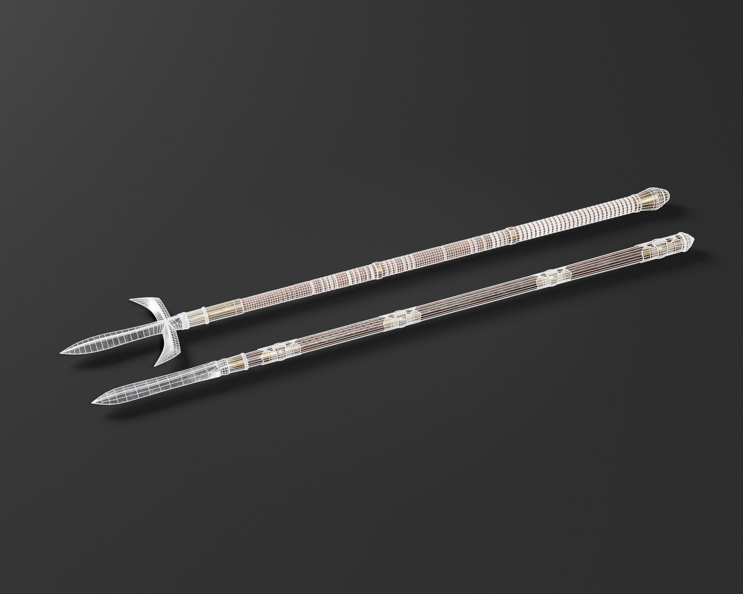 Asian Weapon - Sunkaku Jumonji Set Low-poly 3D model_17