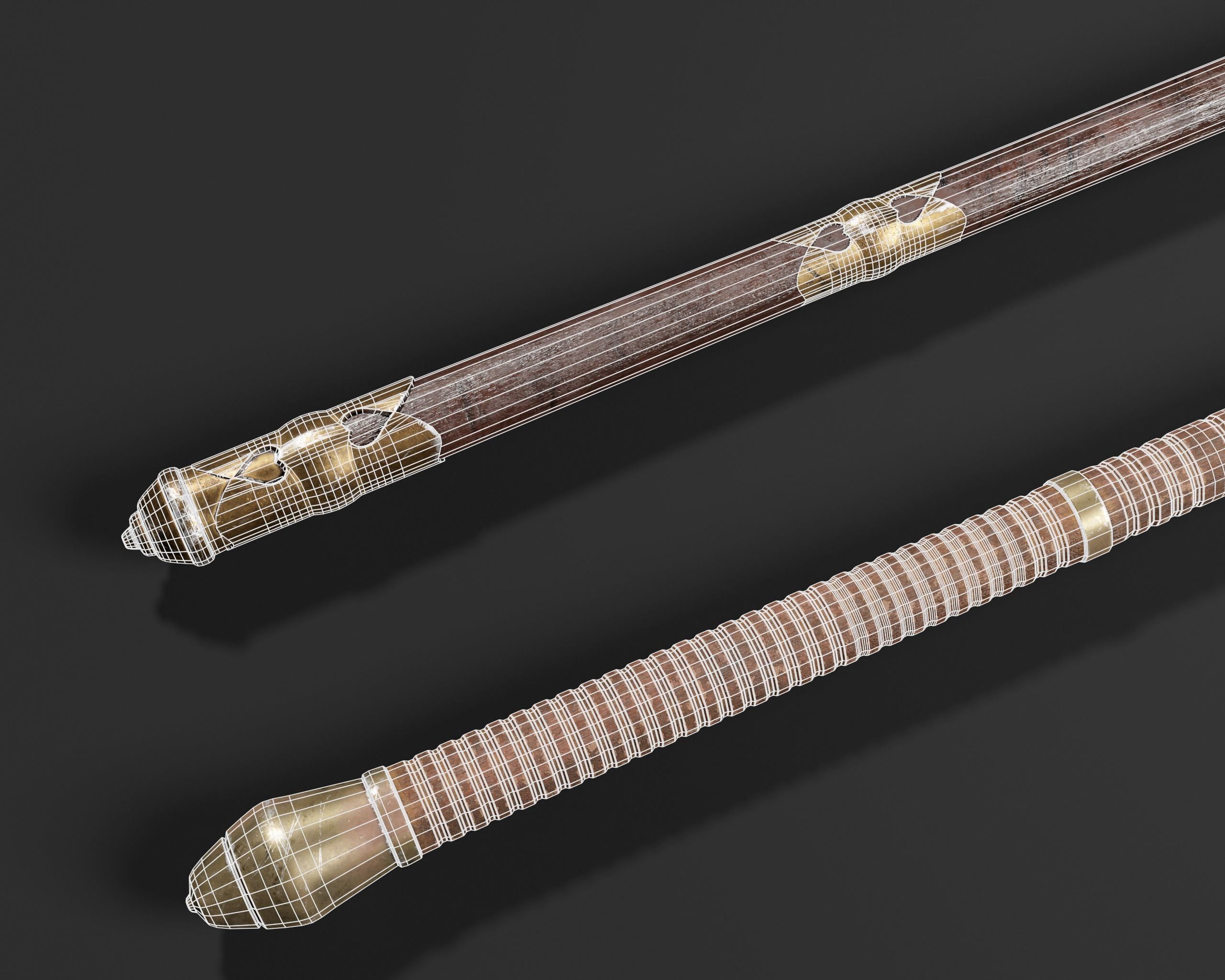 Asian Weapon - Sunkaku Jumonji Set Low-poly 3D model_9