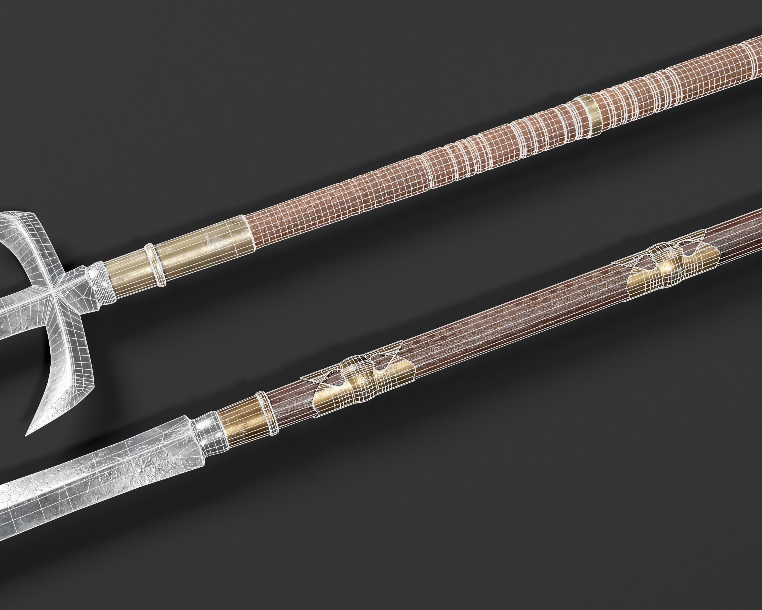 Asian Weapon - Sunkaku Jumonji Set Low-poly 3D model_13
