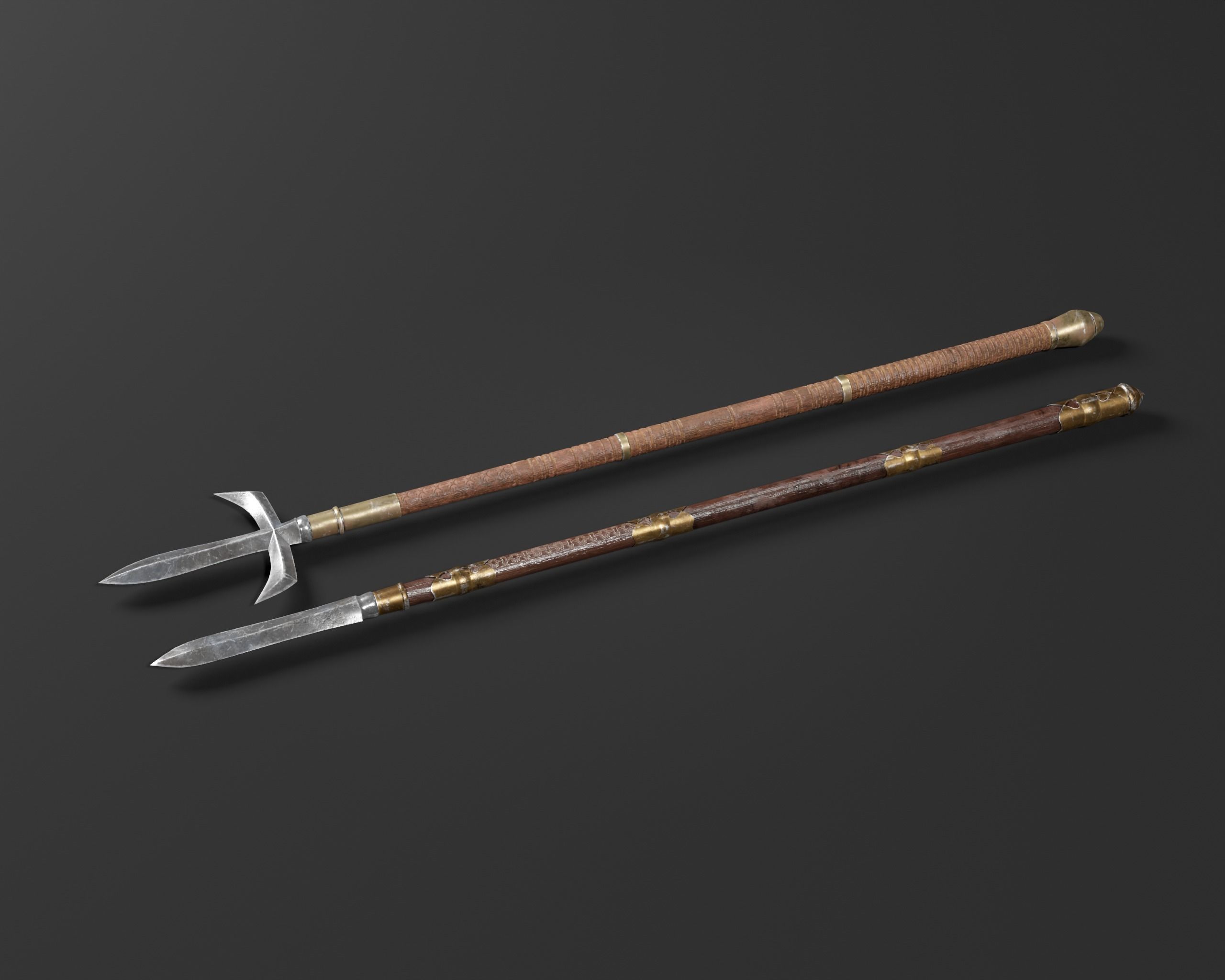 Asian Weapon - Sunkaku Jumonji Set Low-poly 3D model_16