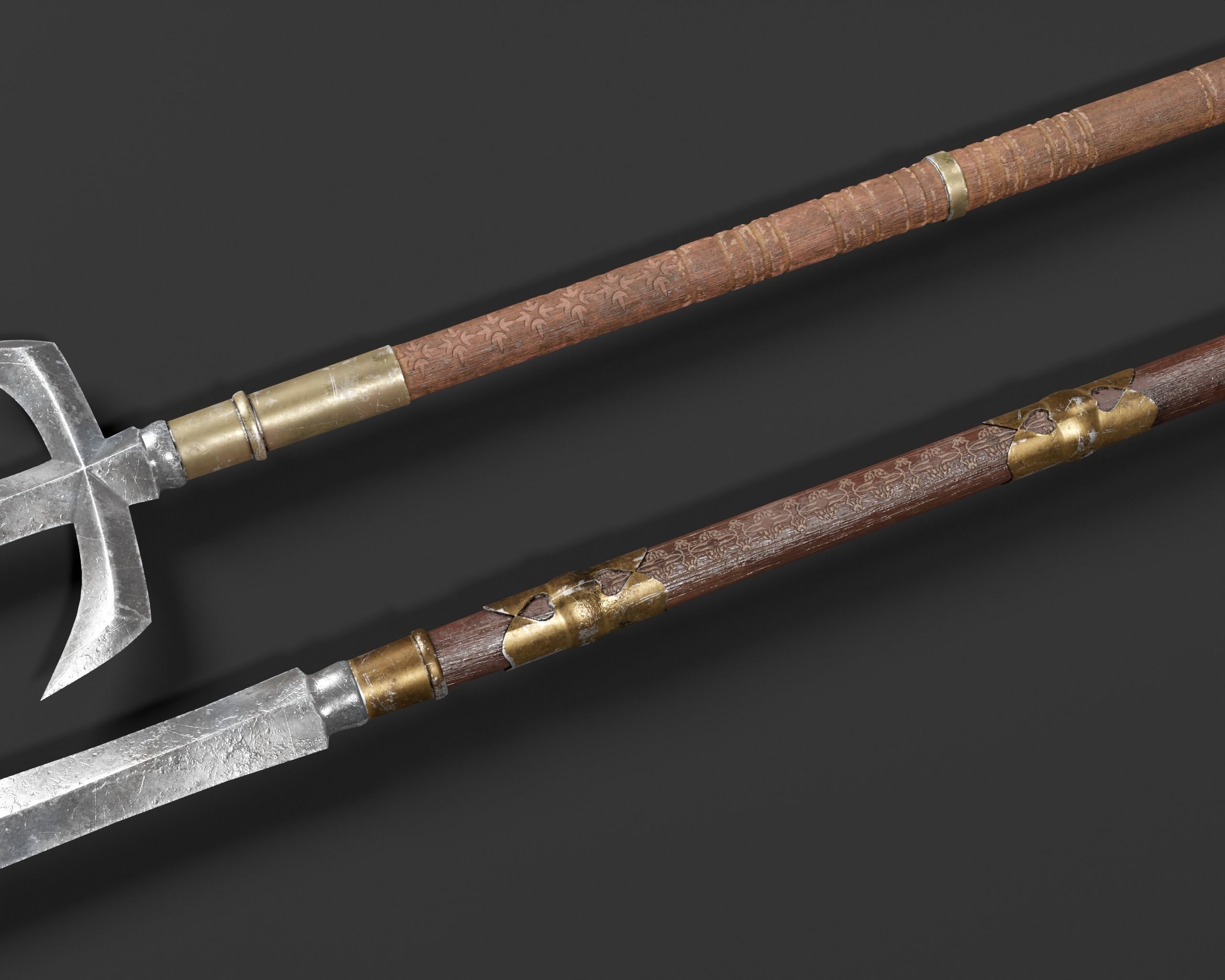 Asian Weapon - Sunkaku Jumonji Set Low-poly 3D model_12