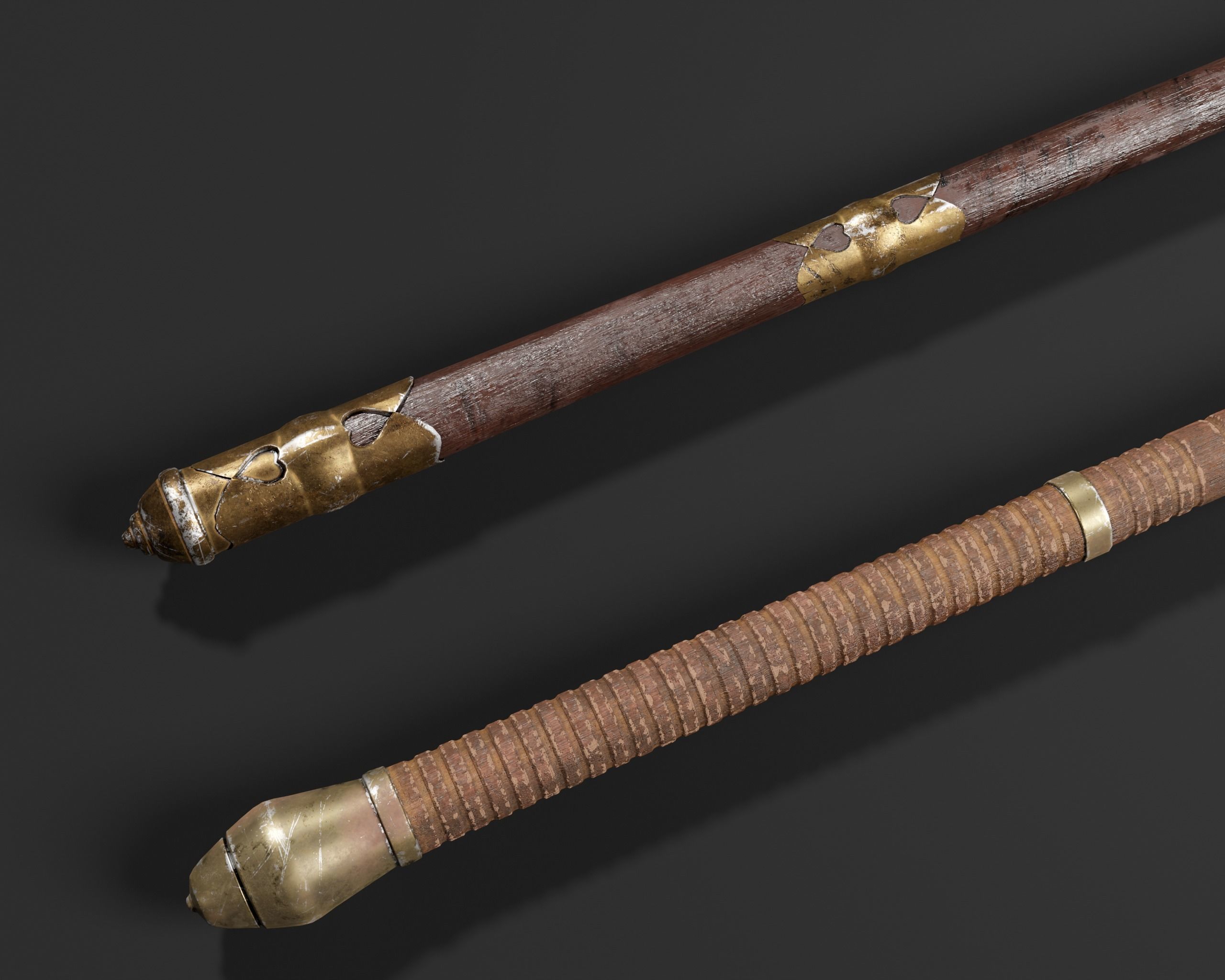 Asian Weapon - Sunkaku Jumonji Set Low-poly 3D model_8