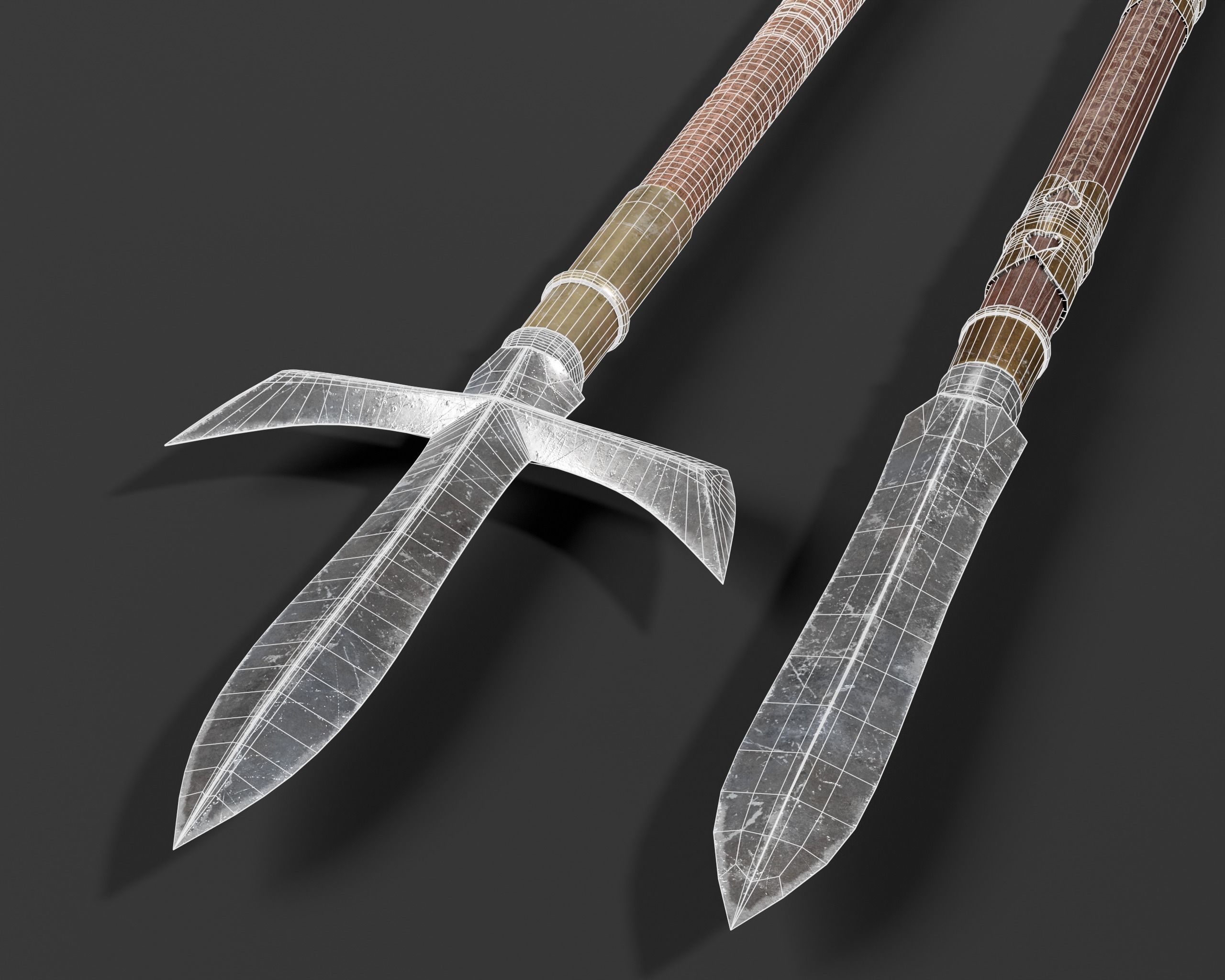 Asian Weapon - Sunkaku Jumonji Set Low-poly 3D model_15