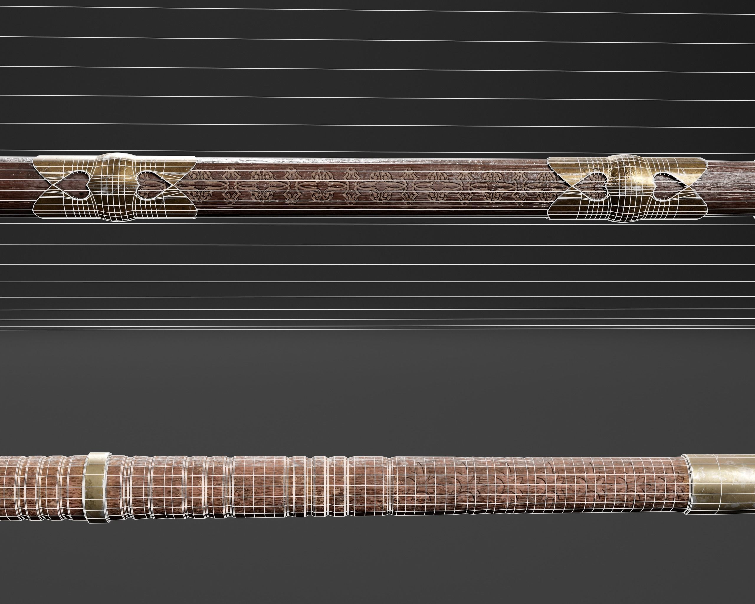 Asian Weapon - Sunkaku Jumonji Set Low-poly 3D model_7