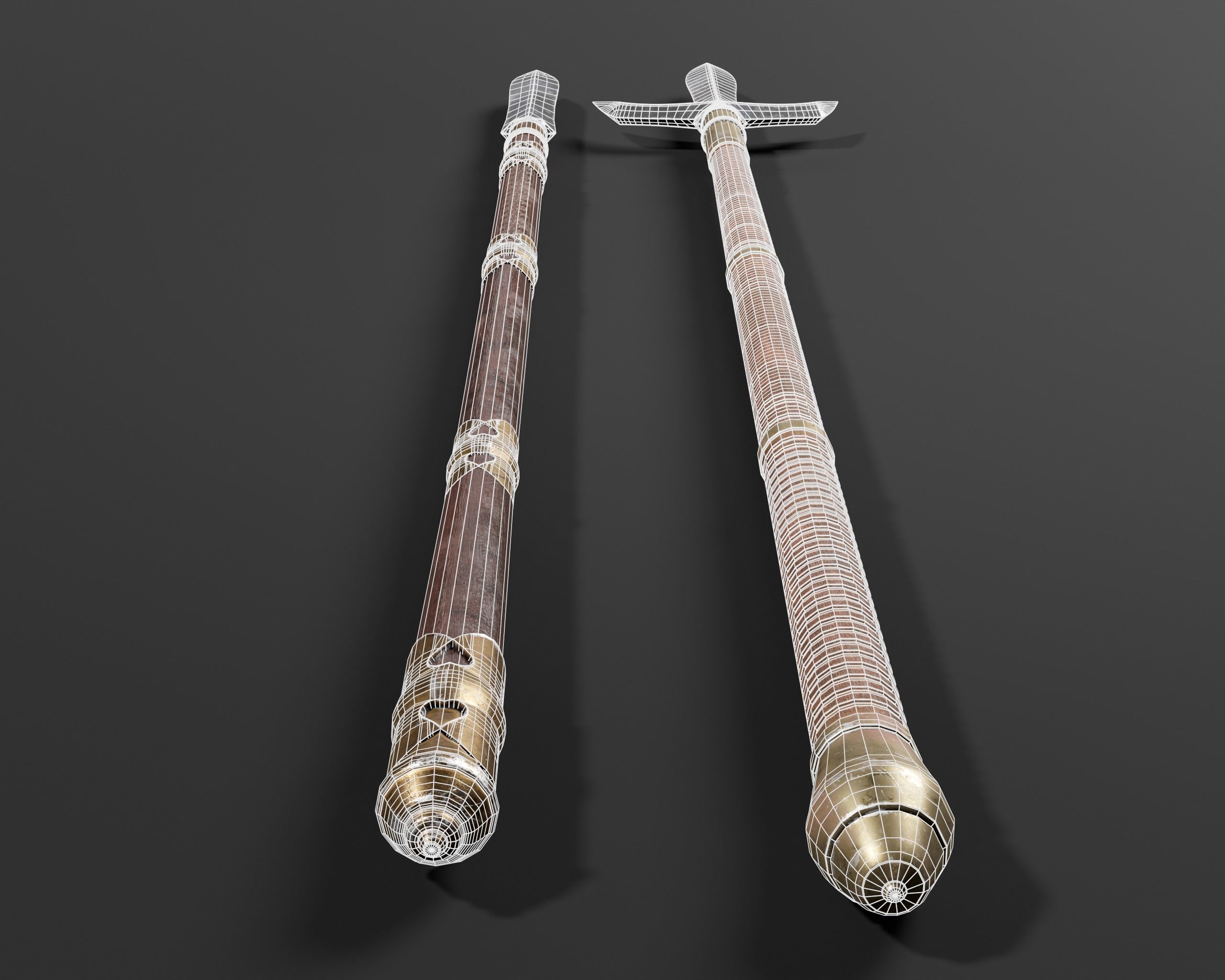 Asian Weapon - Sunkaku Jumonji Set Low-poly 3D model_11