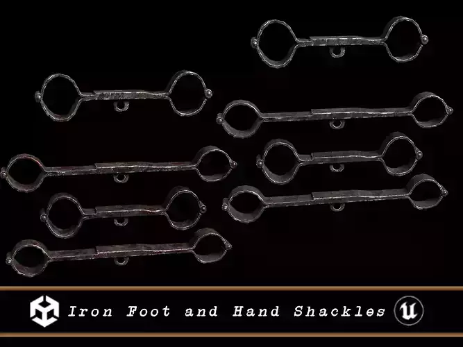 Iron Foot and Hand Shackles Low-poly 3D model