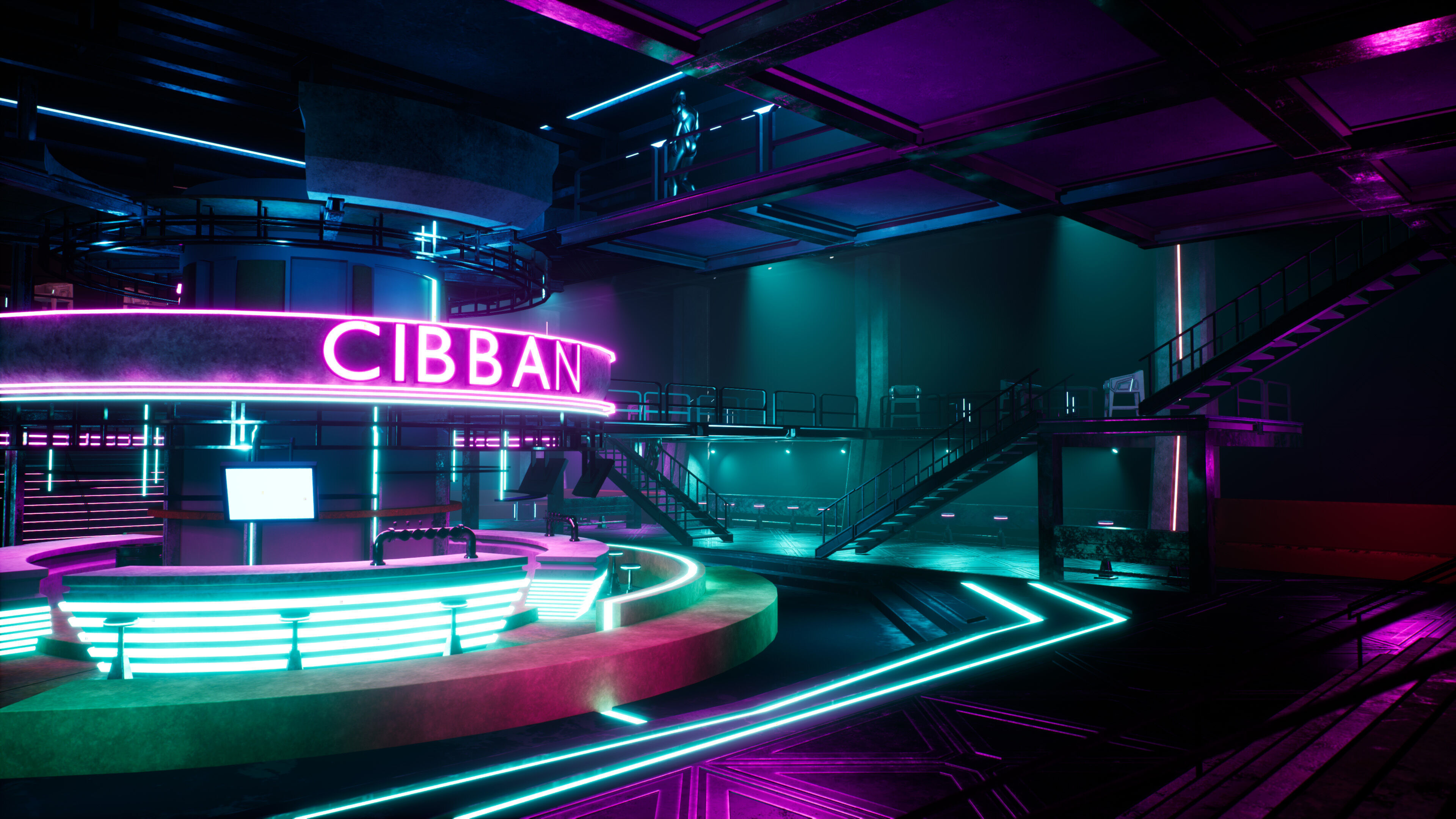 Cyberpunk Underground Pub Environment Prop Pack Low-poly 3D model_1