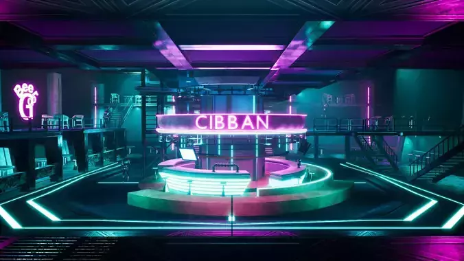 Cyberpunk Underground Pub Environment Prop Pack