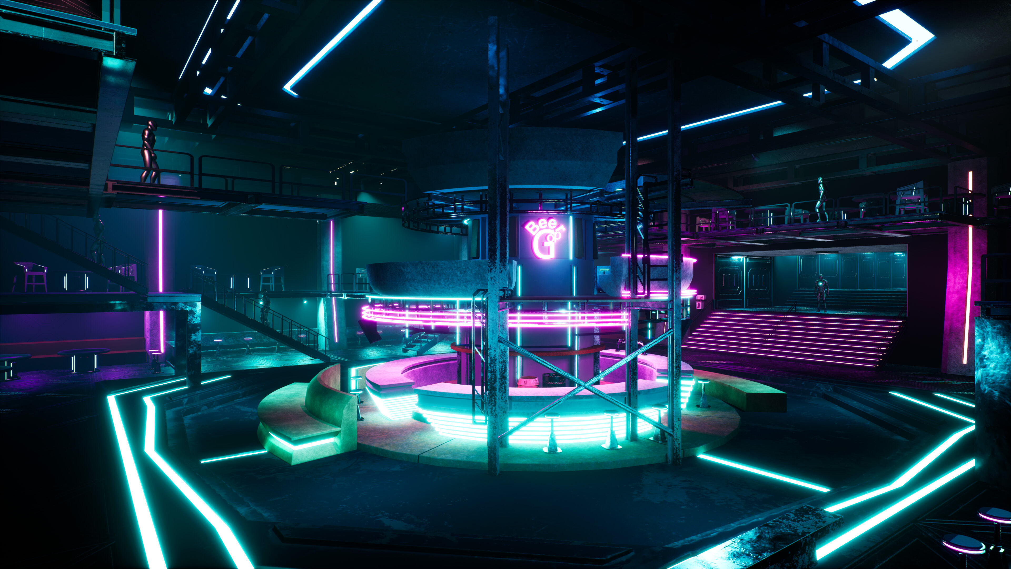 Cyberpunk Underground Pub Environment Prop Pack Low-poly 3D model_3