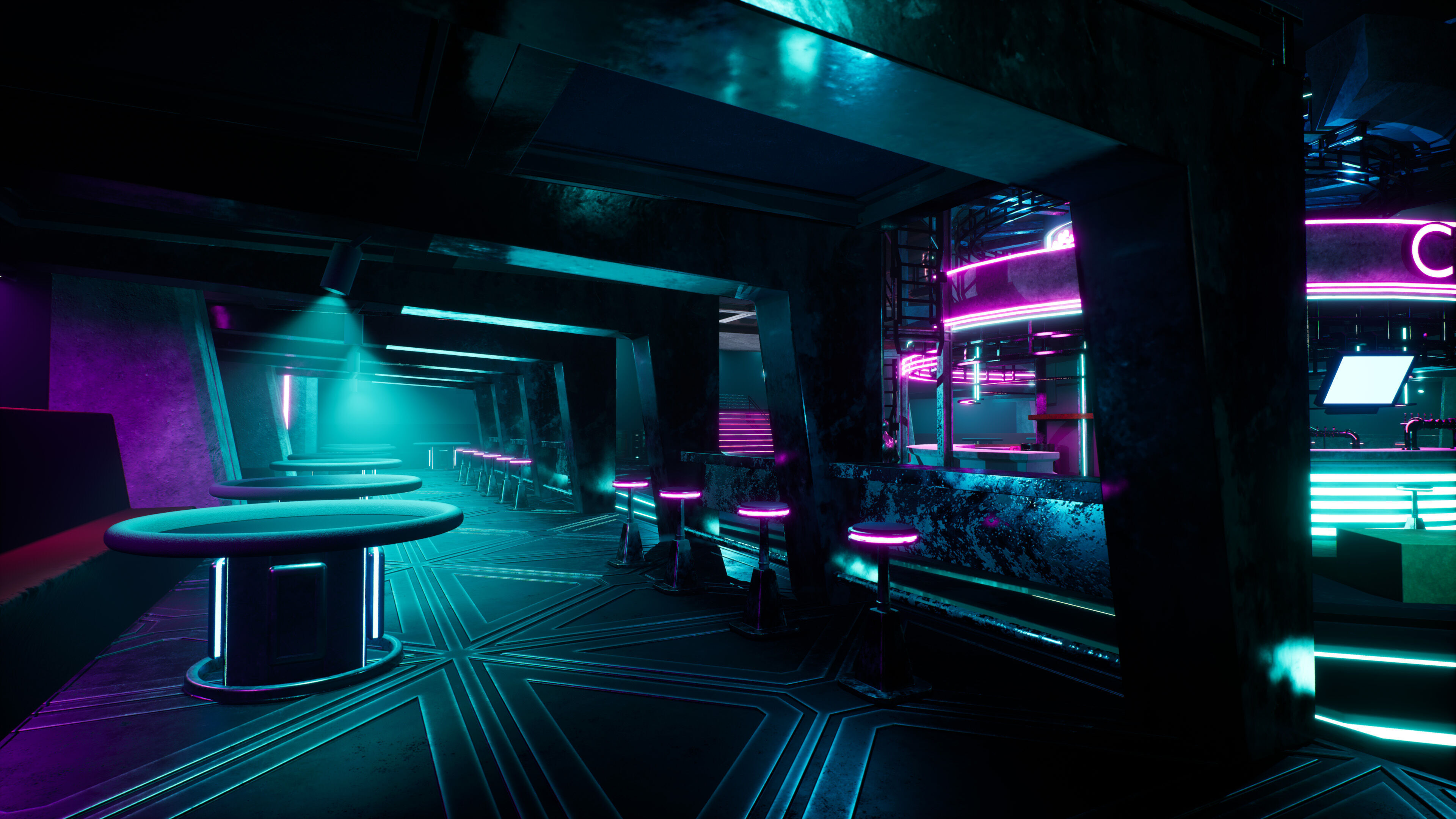 Cyberpunk Underground Pub Environment Prop Pack Low-poly 3D model_5