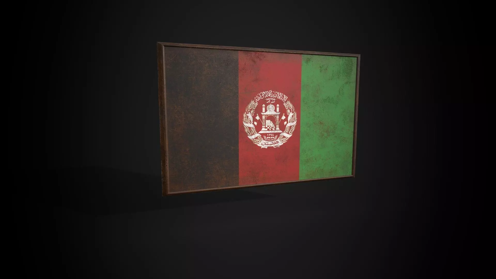 OLD PICTURE FRAME WITH AFGHAN FLAG - Afghanistan Flag Low-poly 3D model