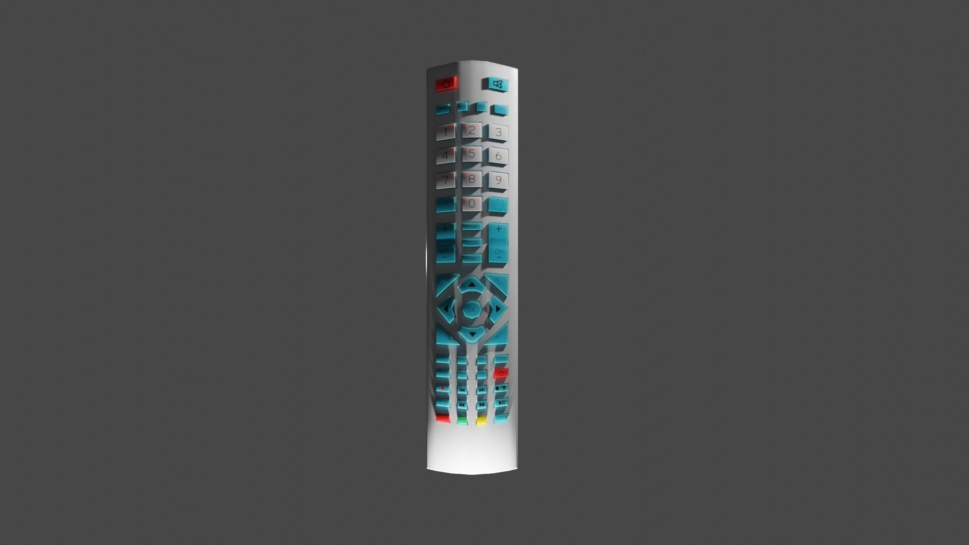 Rigged Blue TV Remote Control 3D model_6