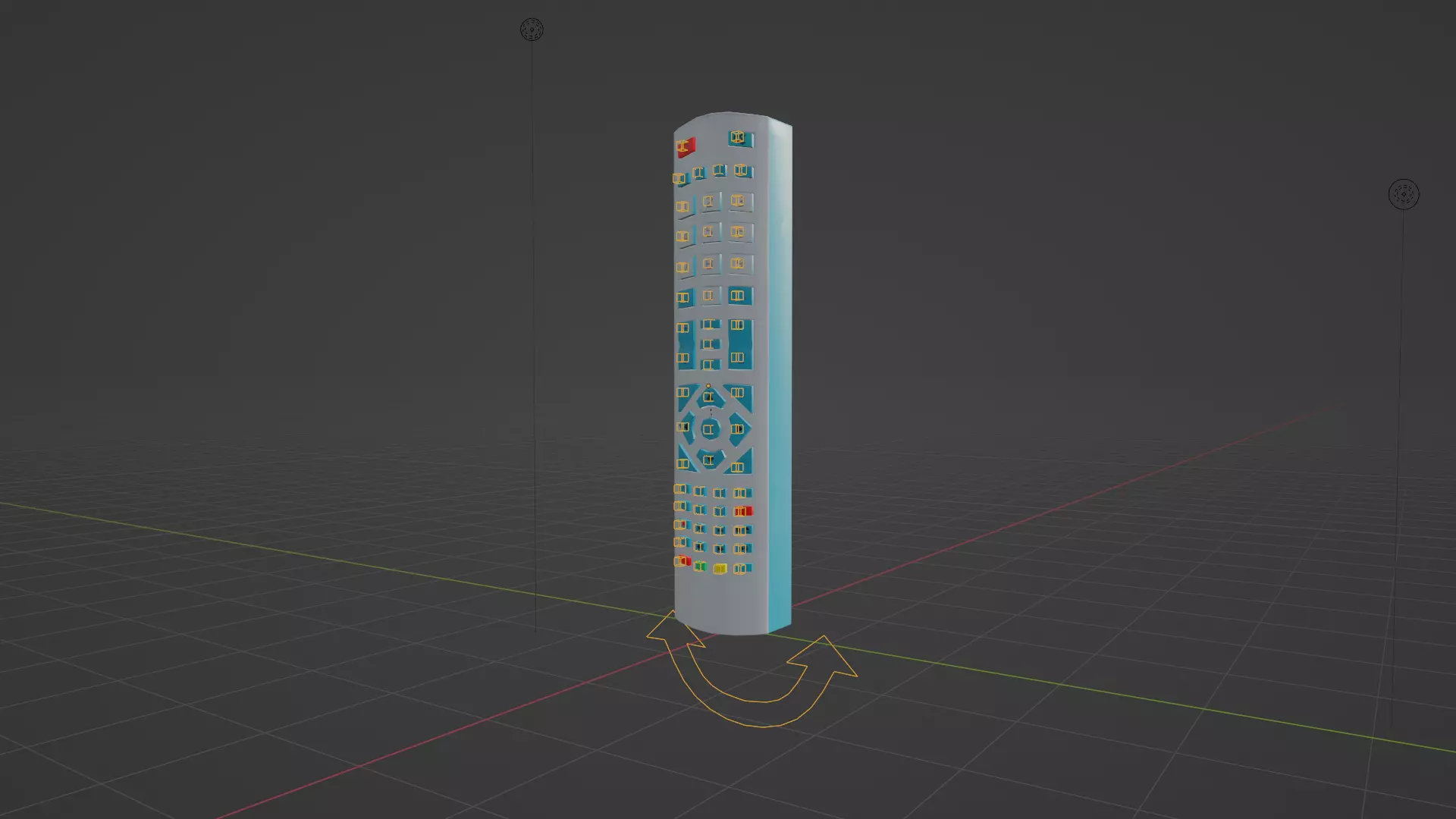 Rigged Blue TV Remote Control 3D model_0
