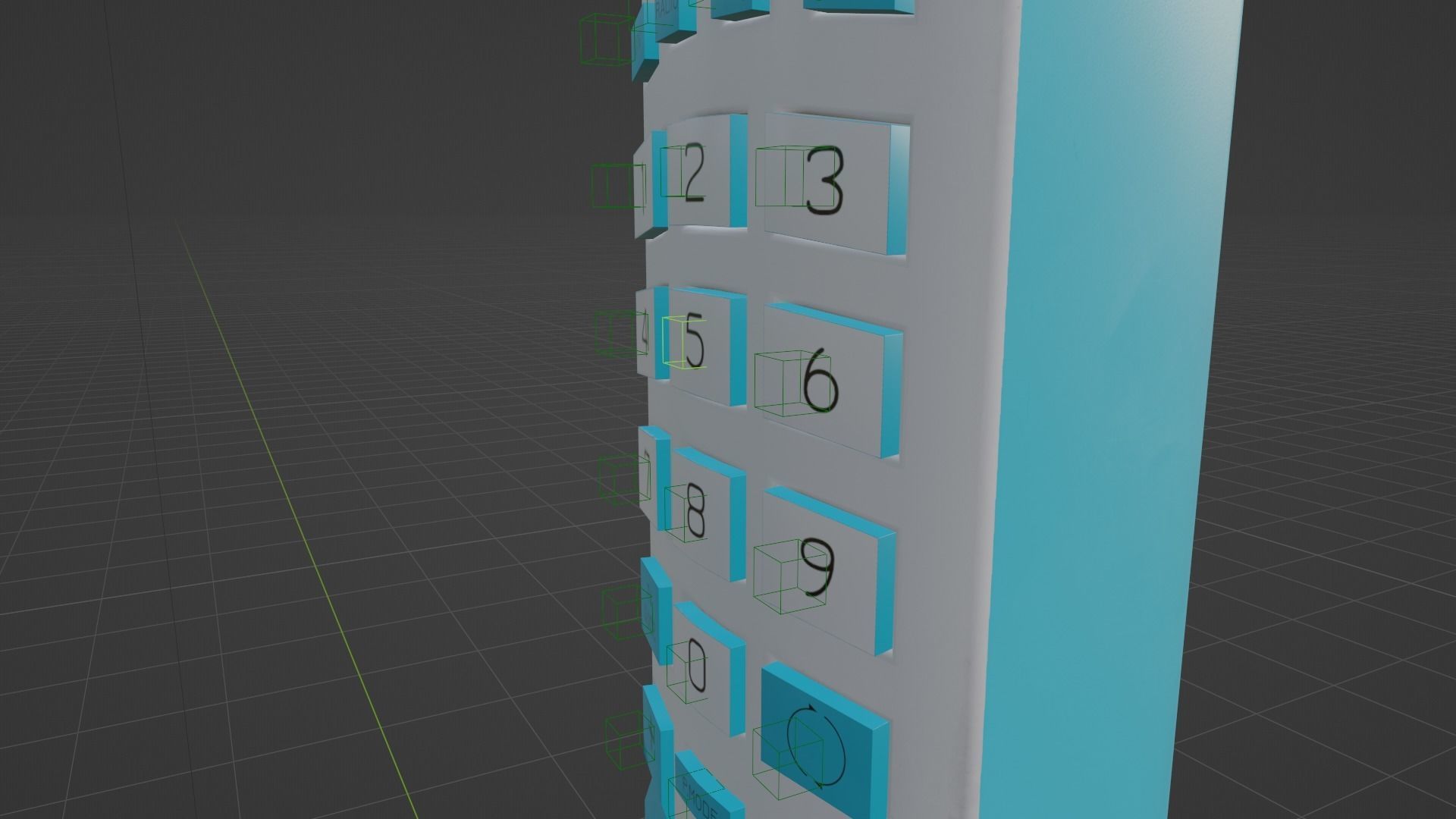 Rigged Blue TV Remote Control 3D model_1