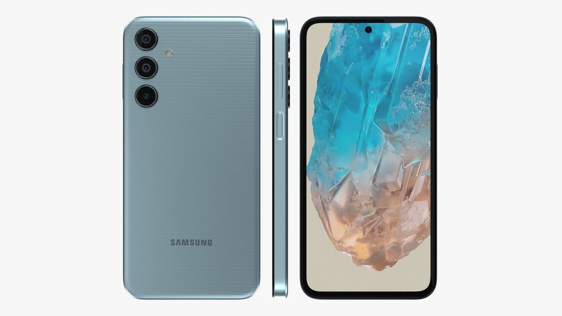 Samsung Galaxy M35 Light Blue Low-poly 3D model_2