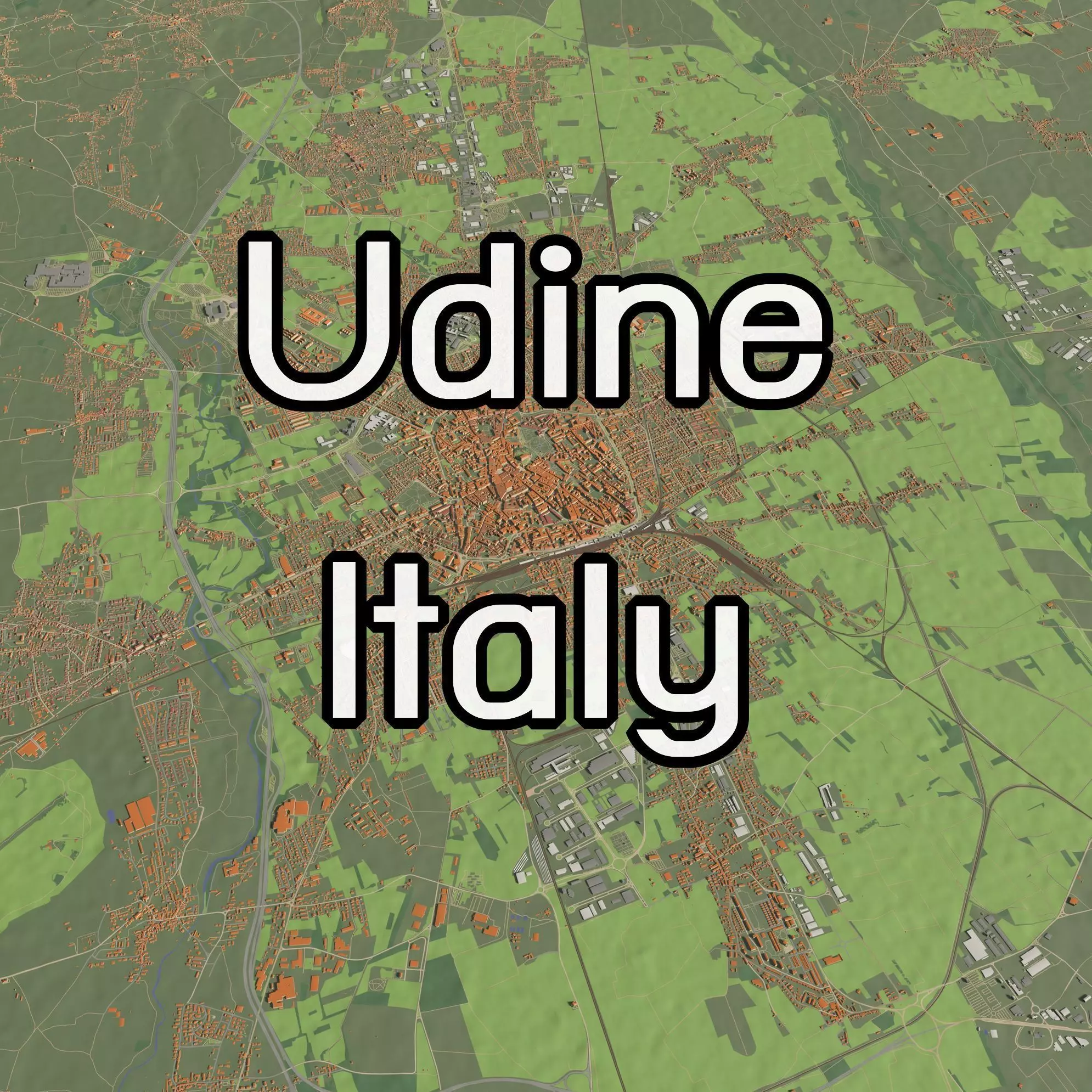 Udine Italy - city and urban 3D model