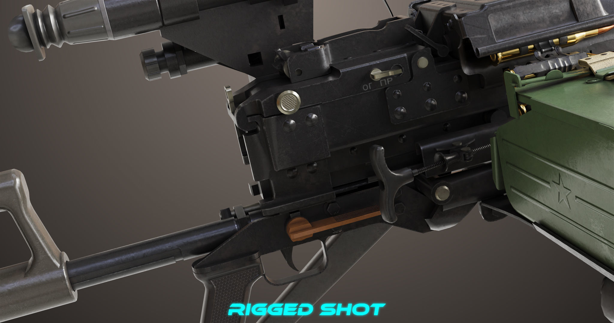 Machine Guns 05 All PBR Unity UE Textures Included Low-poly 3D model_16