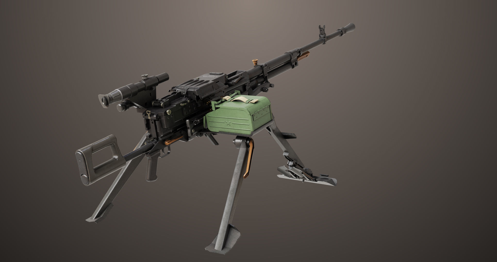 Machine Guns 05 All PBR Unity UE Textures Included Low-poly 3D model_1