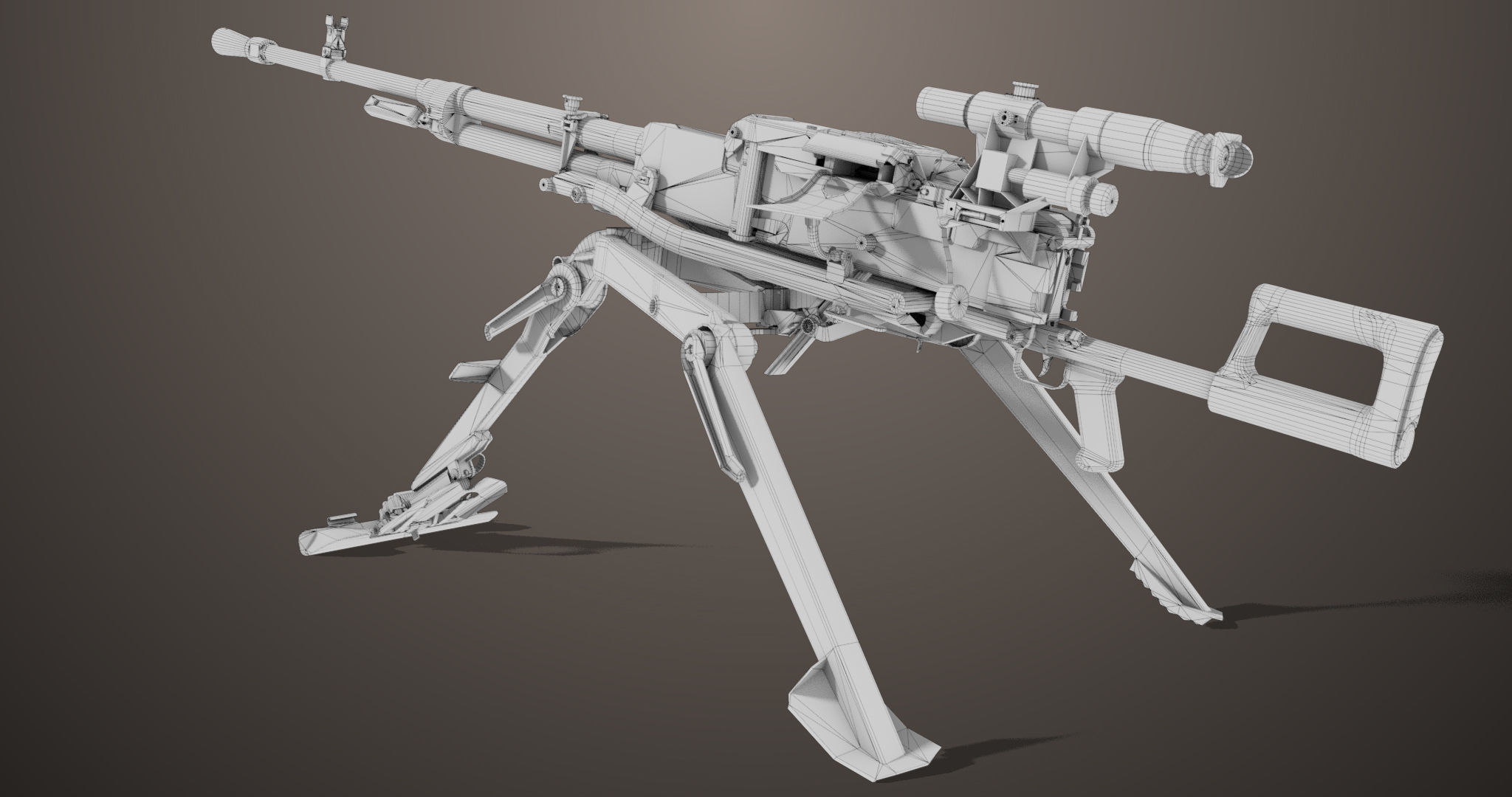 Machine Guns 05 All PBR Unity UE Textures Included Low-poly 3D model_33