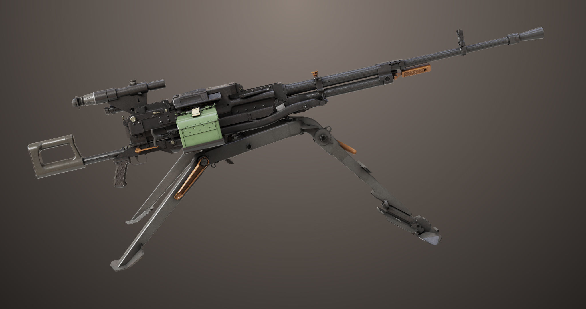 Machine Guns 05 All PBR Unity UE Textures Included Low-poly 3D model_7