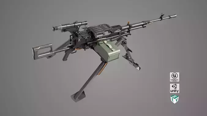 Machine Guns 05 All PBR Unity UE Textures Included Low-poly 3D model