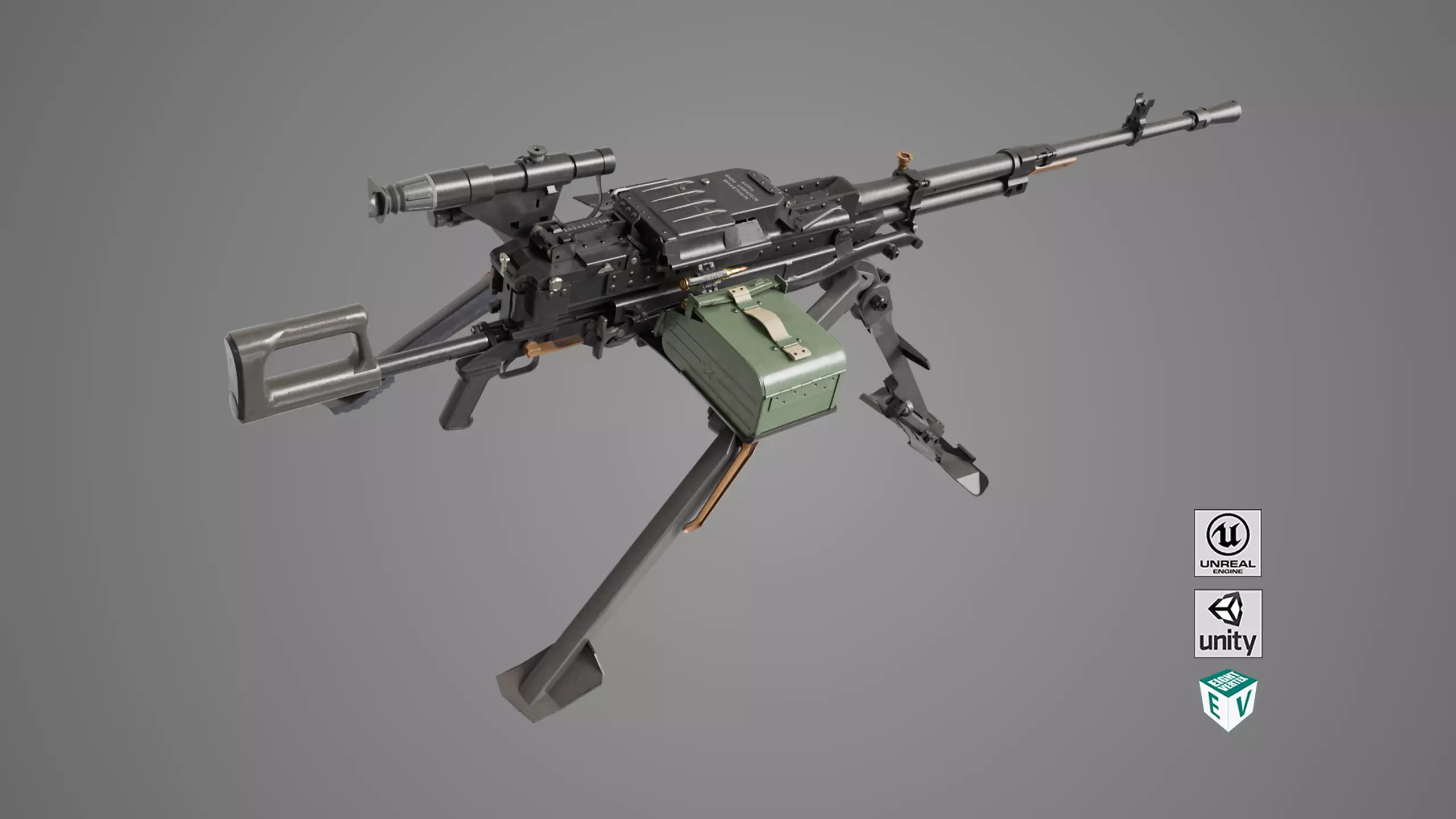 Machine Guns 05 All PBR Unity UE Textures Included Low-poly 3D model_0