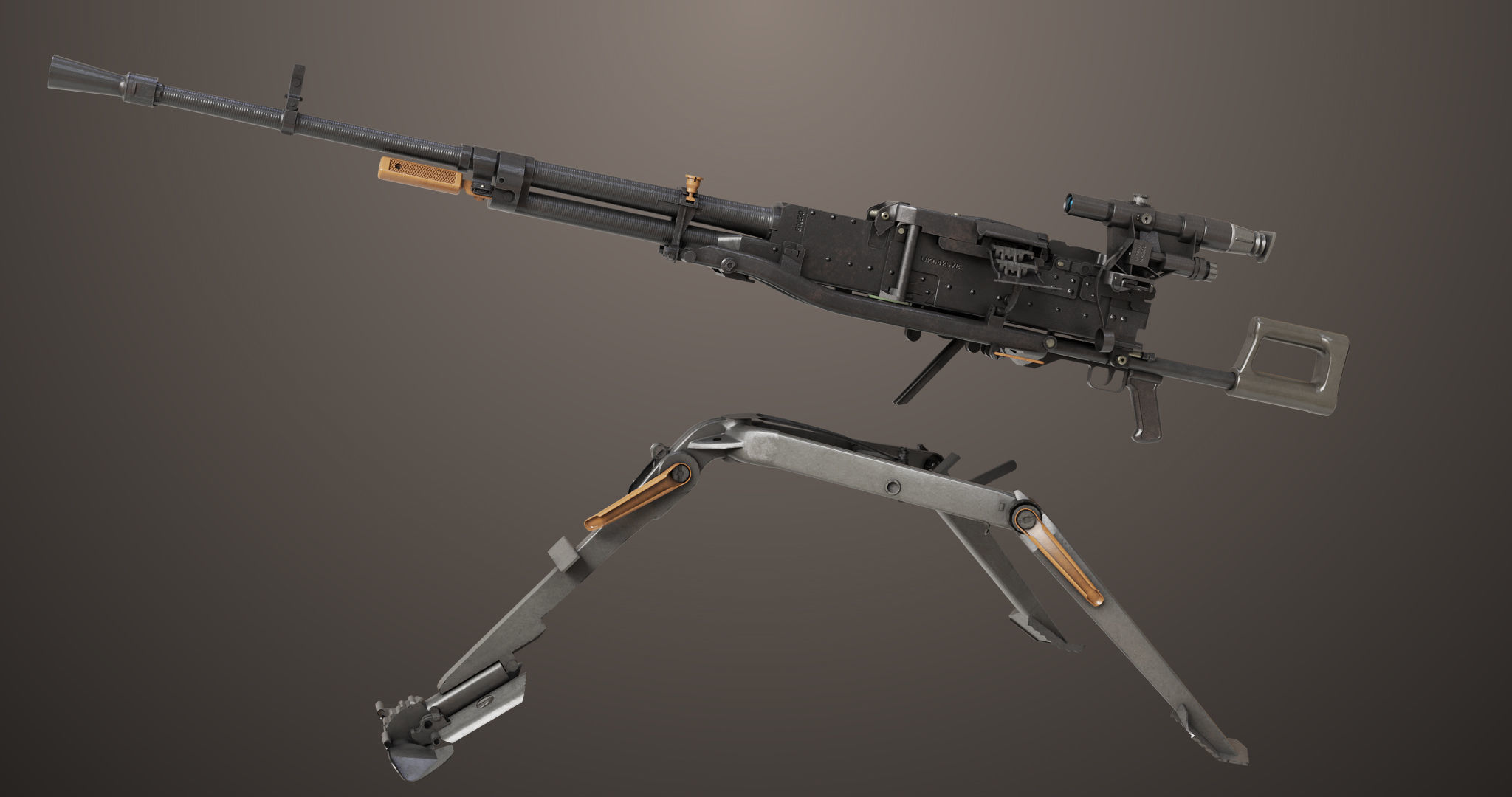 Machine Guns 05 All PBR Unity UE Textures Included Low-poly 3D model_5