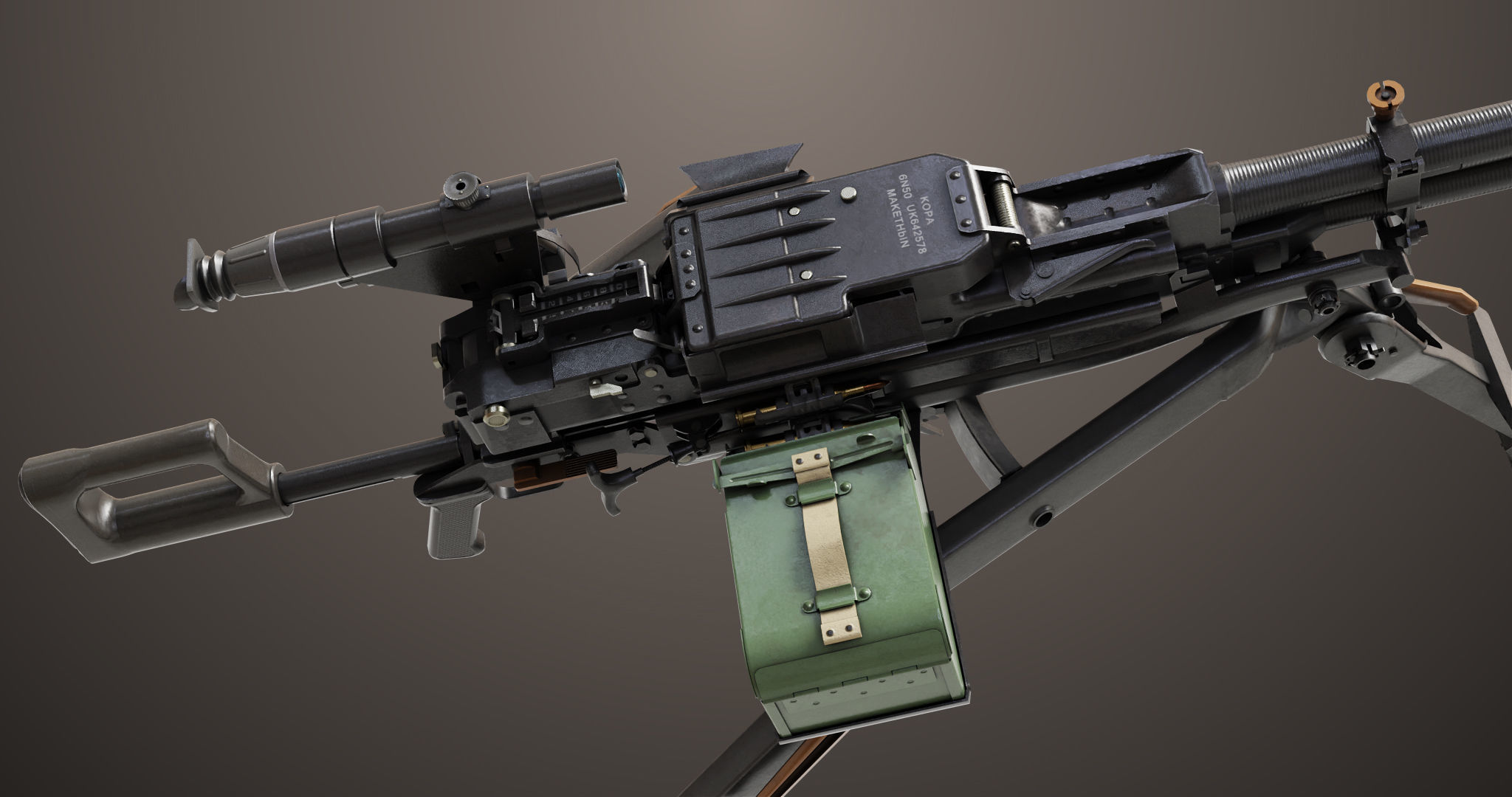 Machine Guns 05 All PBR Unity UE Textures Included Low-poly 3D model_10