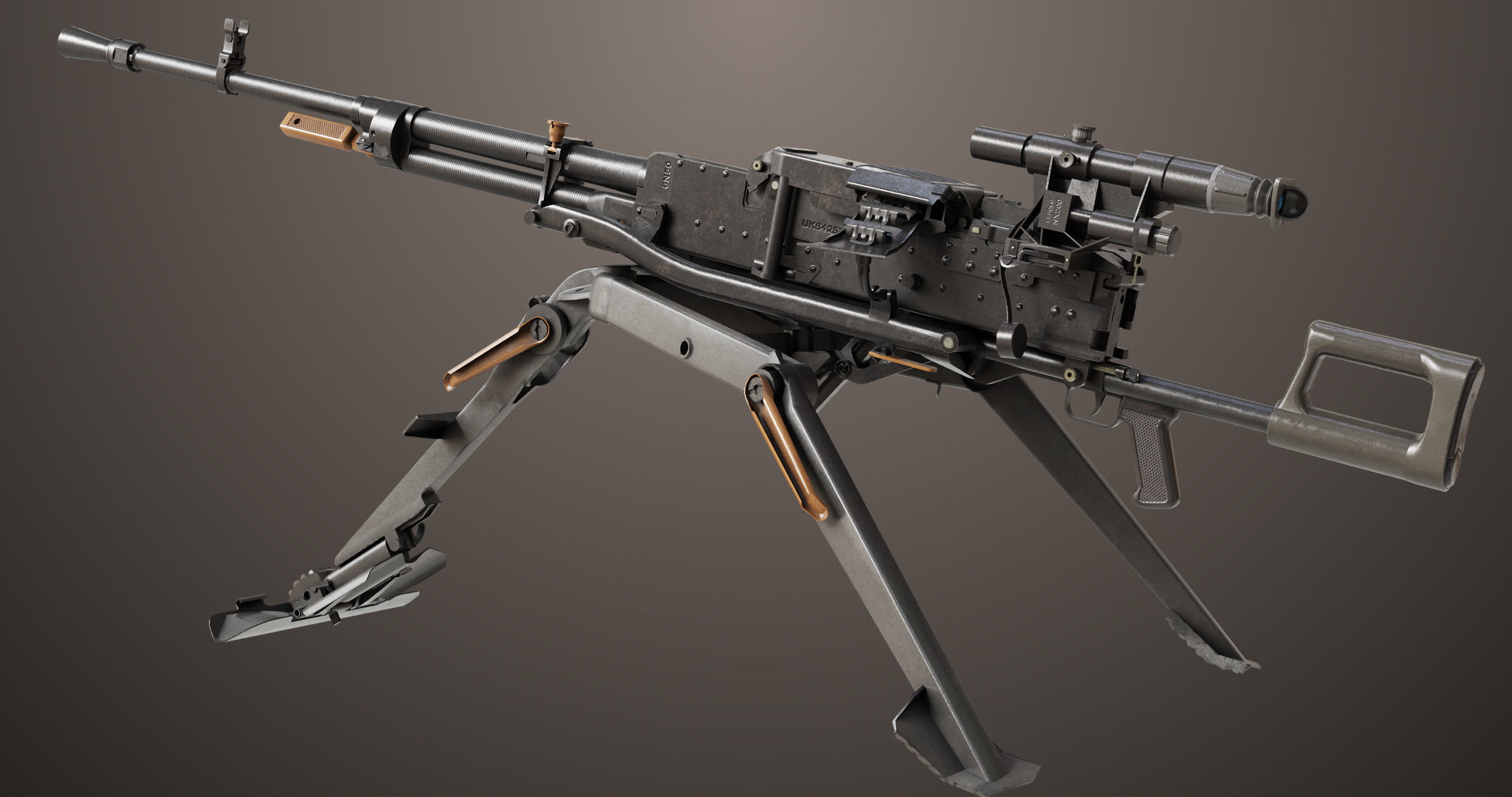 Machine Guns 05 All PBR Unity UE Textures Included Low-poly 3D model_13